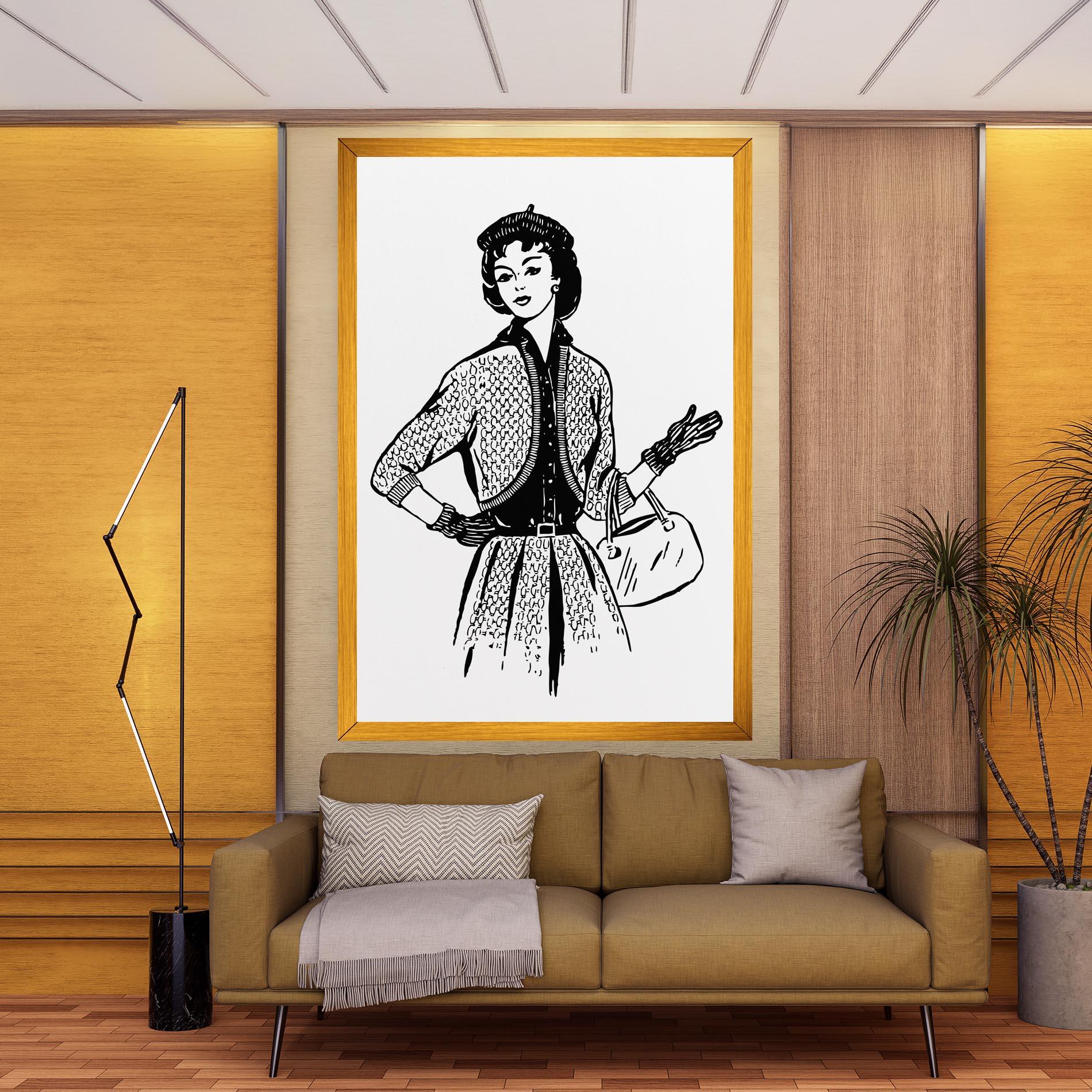 Vászonkép Vintage Woman Line mockup 9