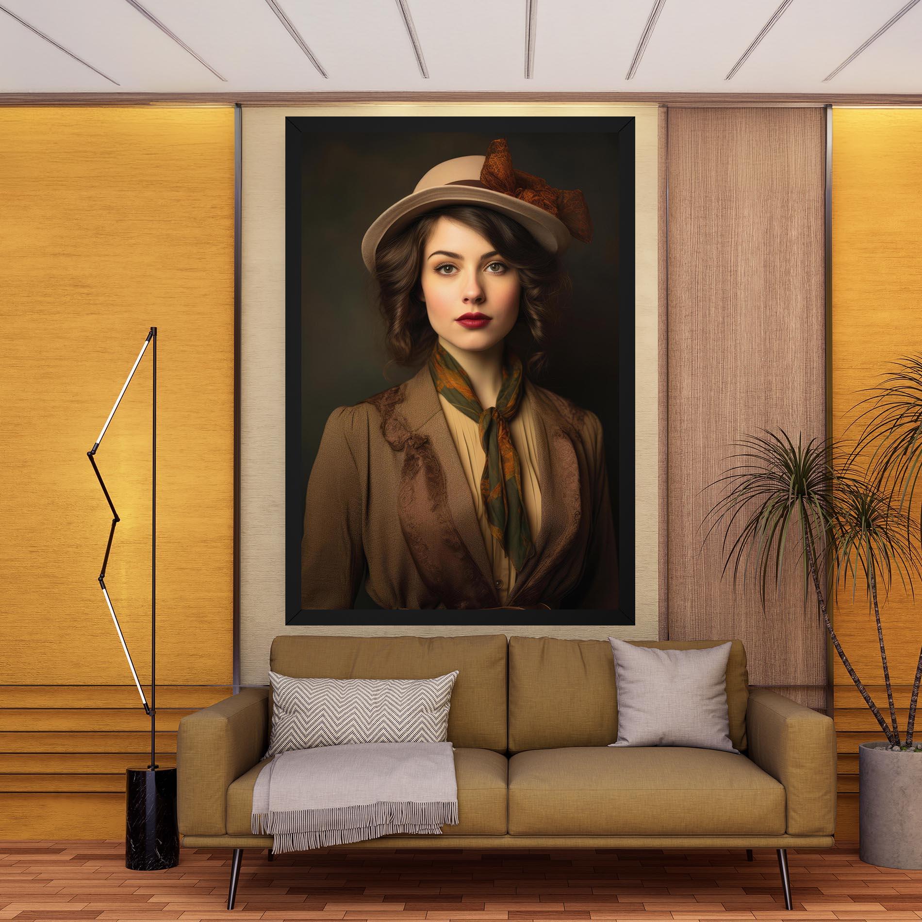 Vászonkép Cream Vintage Hat mockup 9