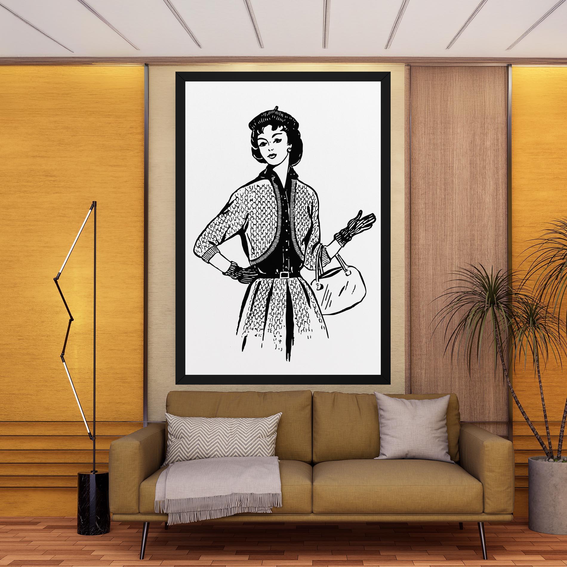 Vászonkép Vintage Woman Line mockup 9