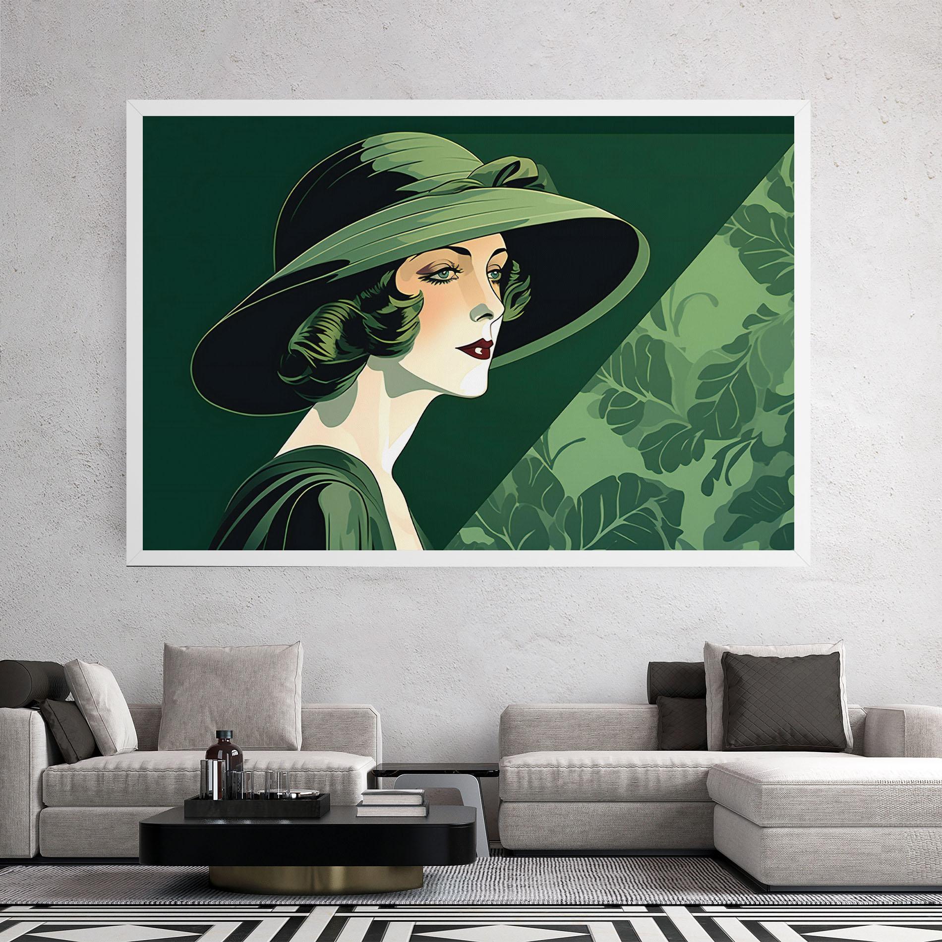 Vászonkép Green Woman Painting mockup 2