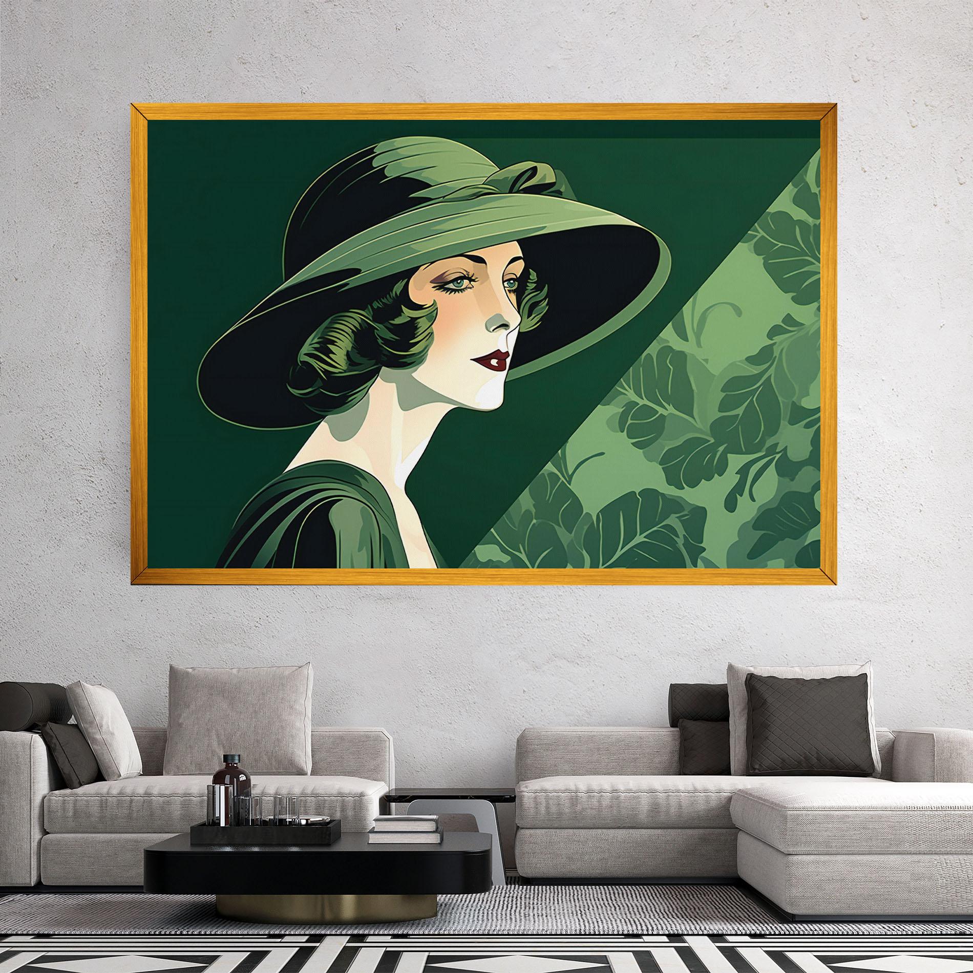 Vászonkép Green Woman Painting mockup 2