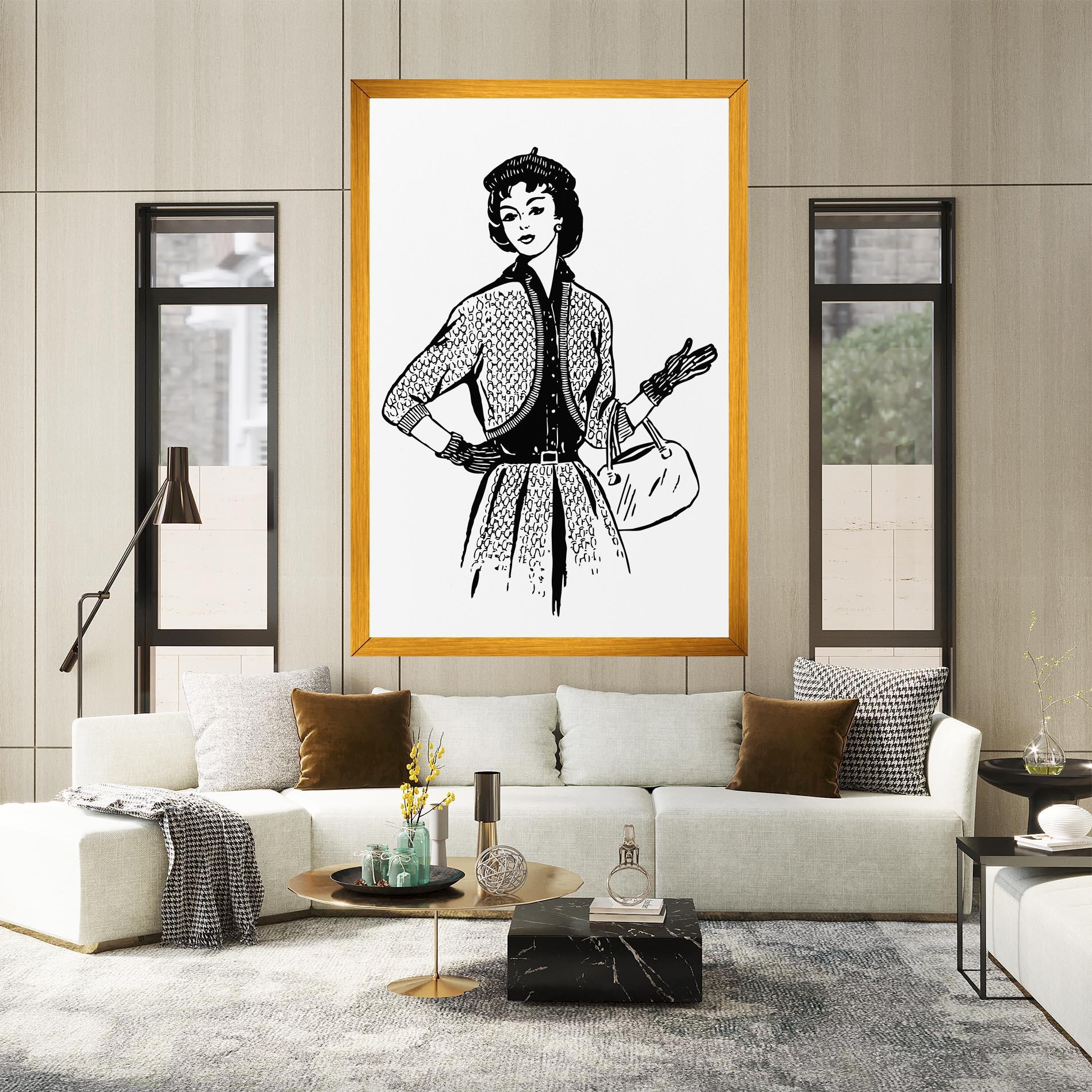 Vászonkép Vintage Woman Line mockup 2