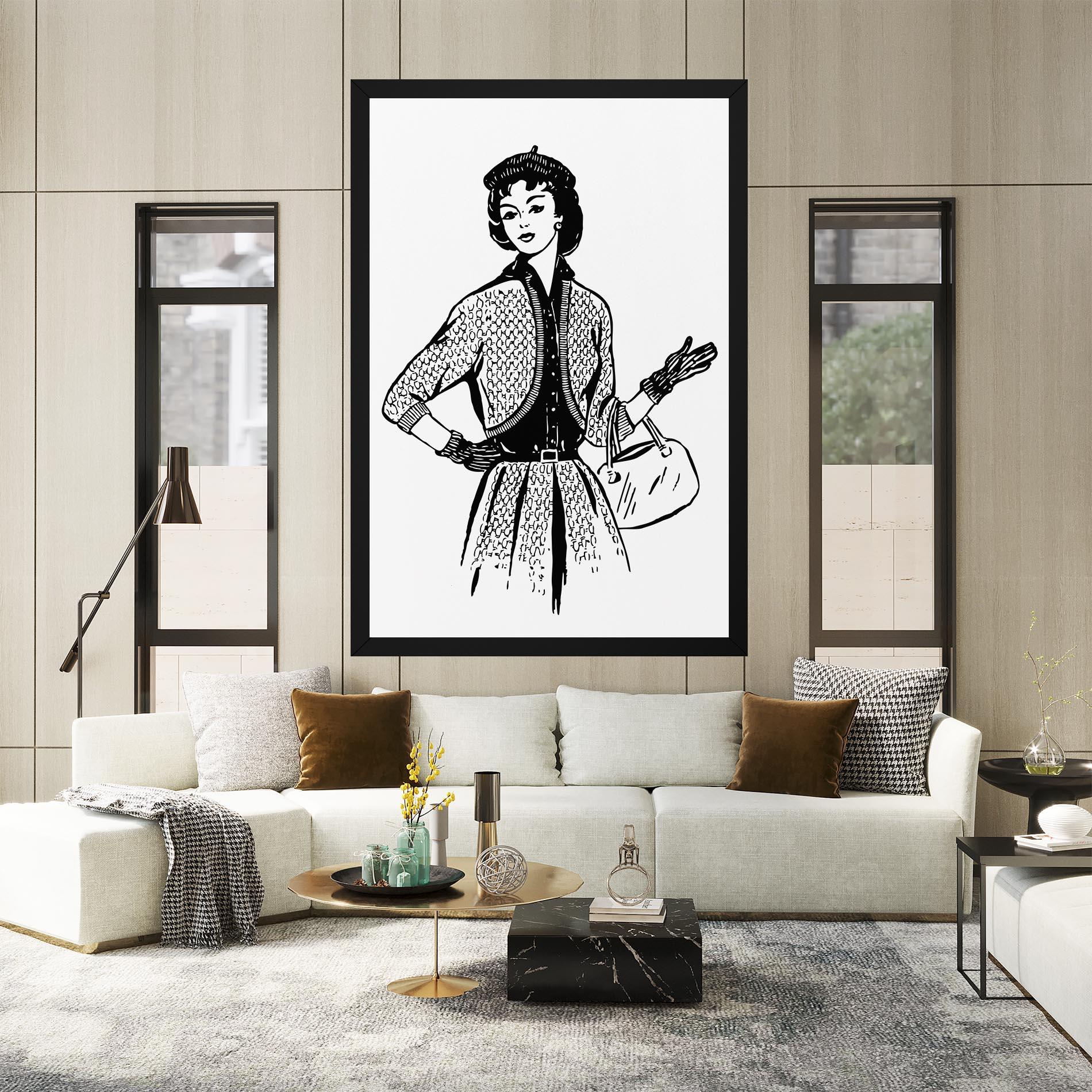 Vászonkép Vintage Woman Line mockup 2