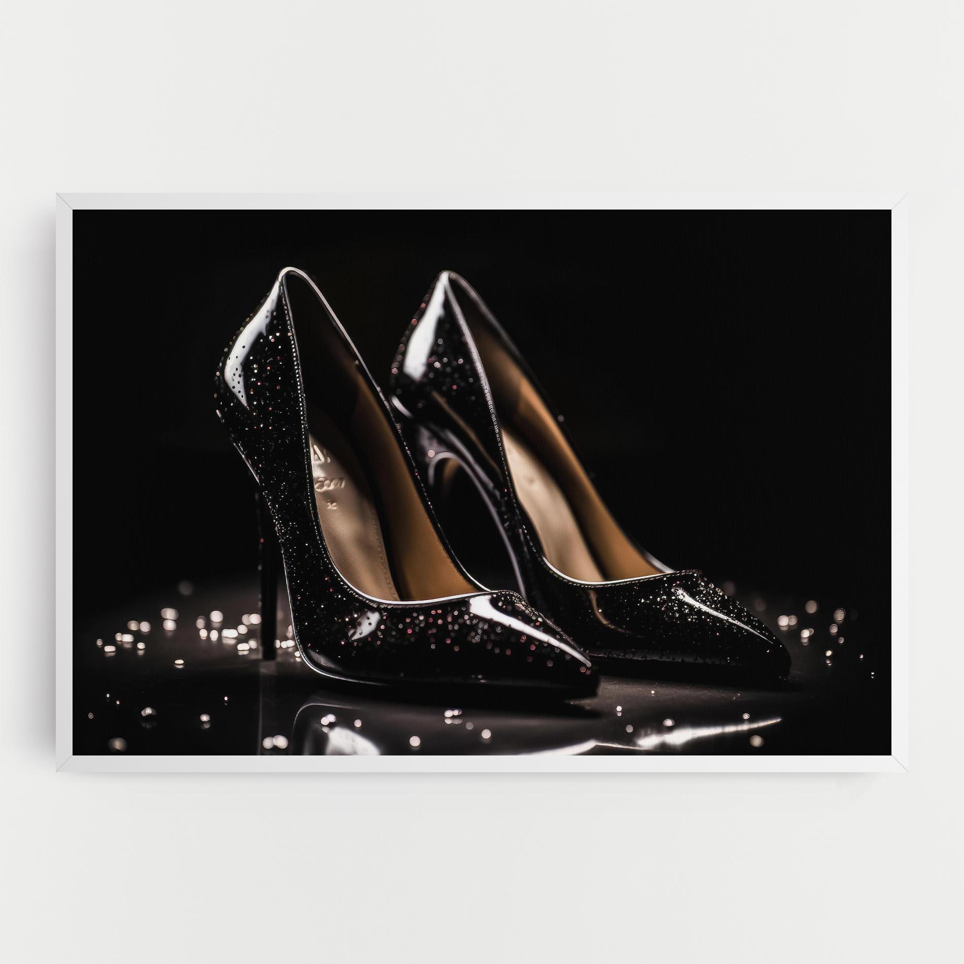 Vászonkép Black Leather Shoe mockup 0