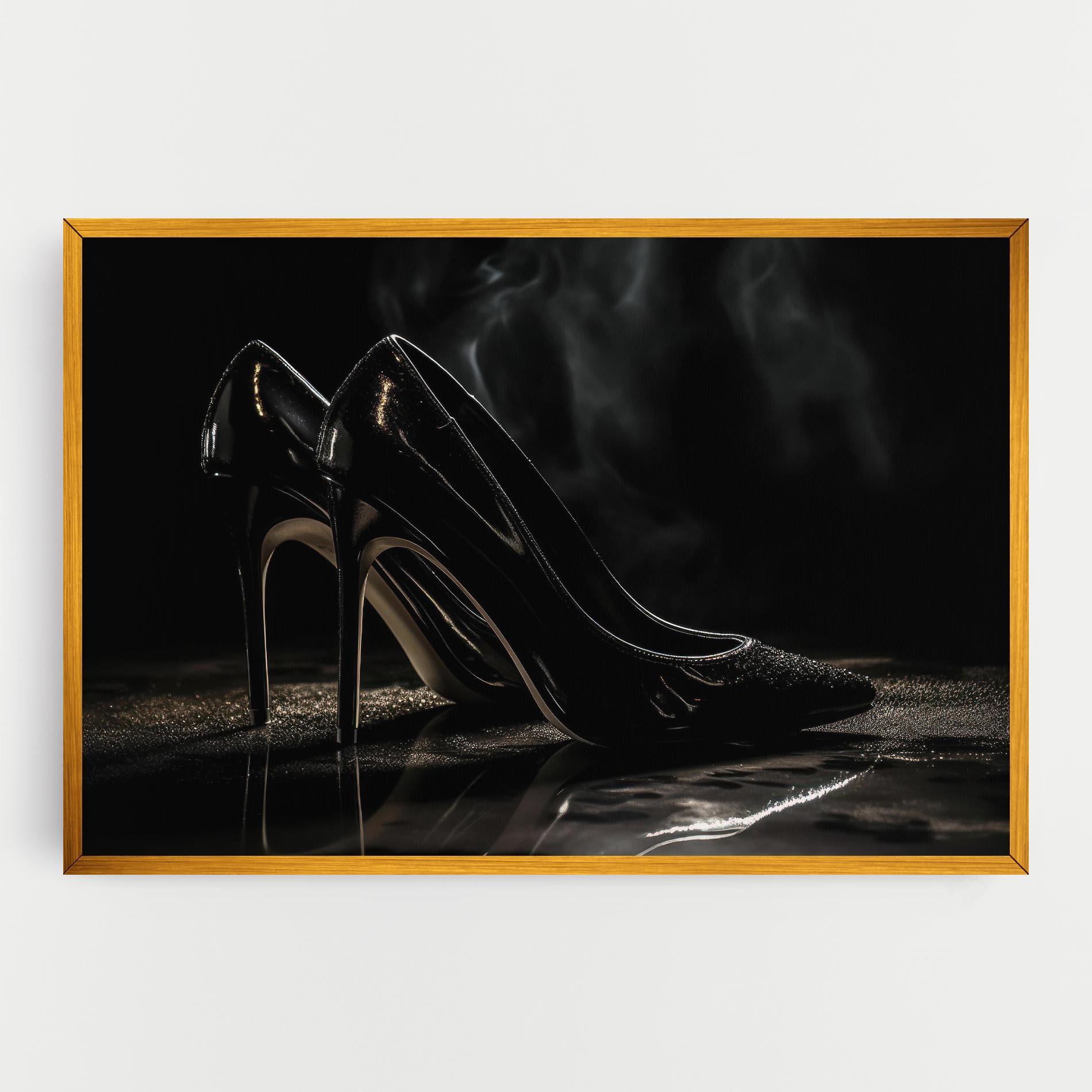 Vászonkép Black Leather Shoes mockup 0