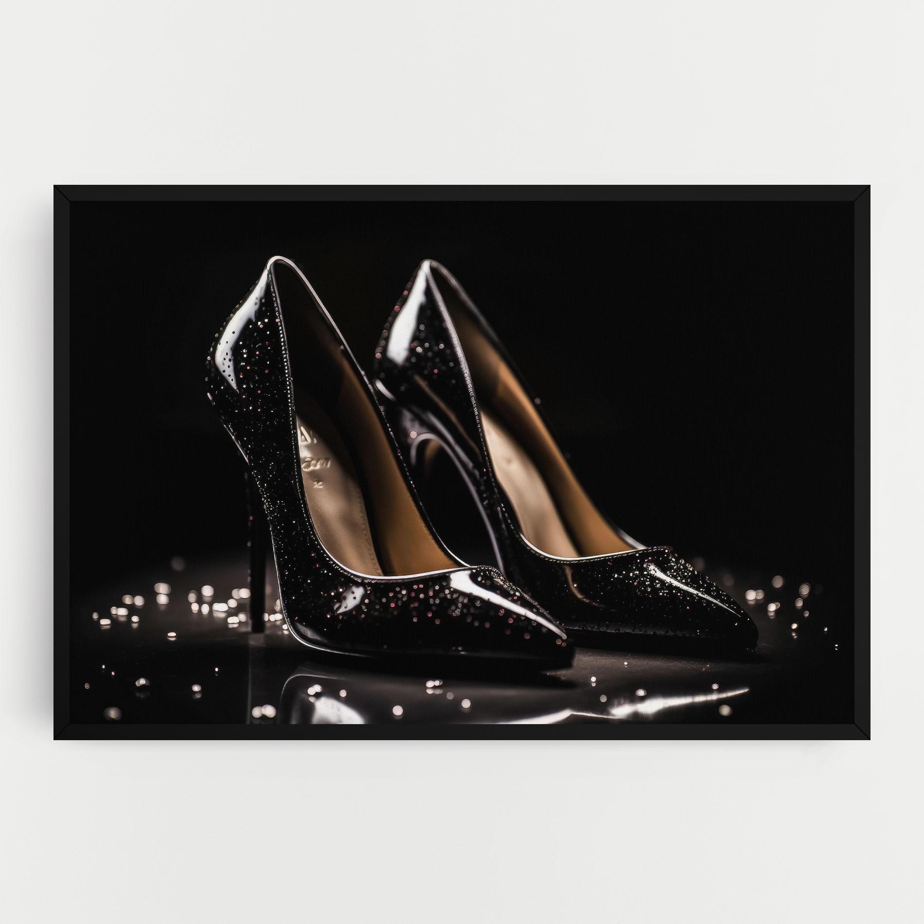 Vászonkép Black Leather Shoe mockup 0