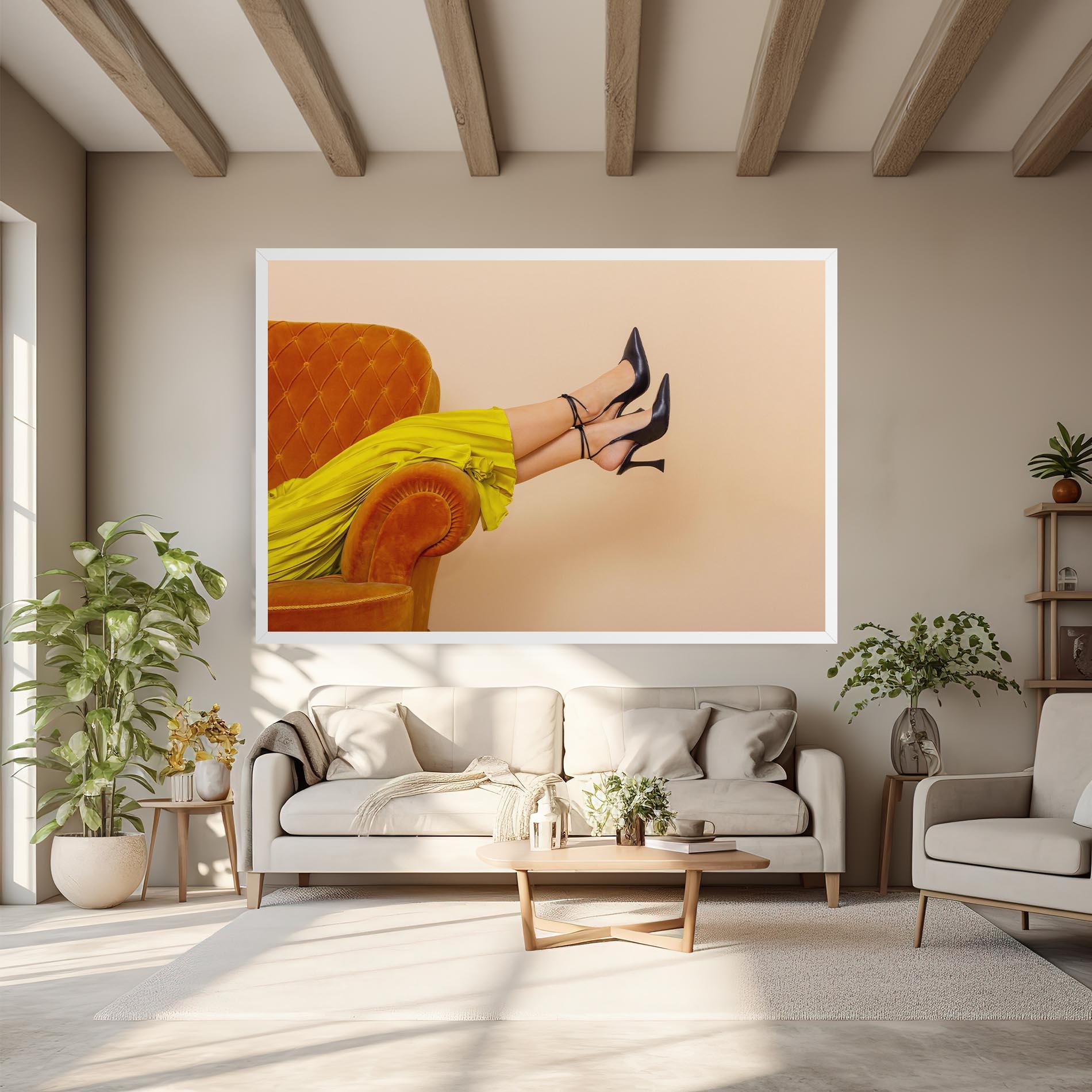 Vászonkép Black Heals On Cream mockup 6