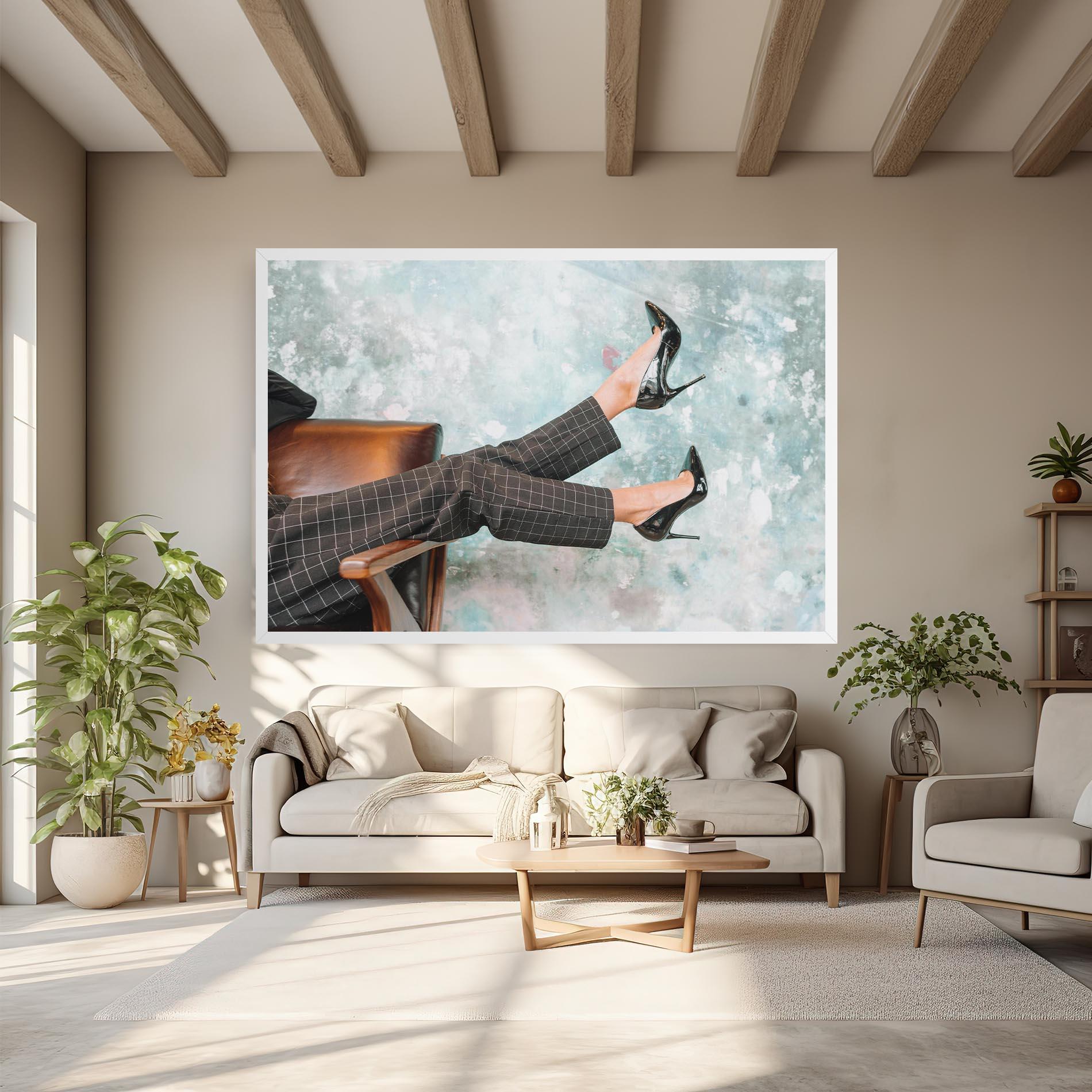 Vászonkép Black Shoes On Chair mockup 6