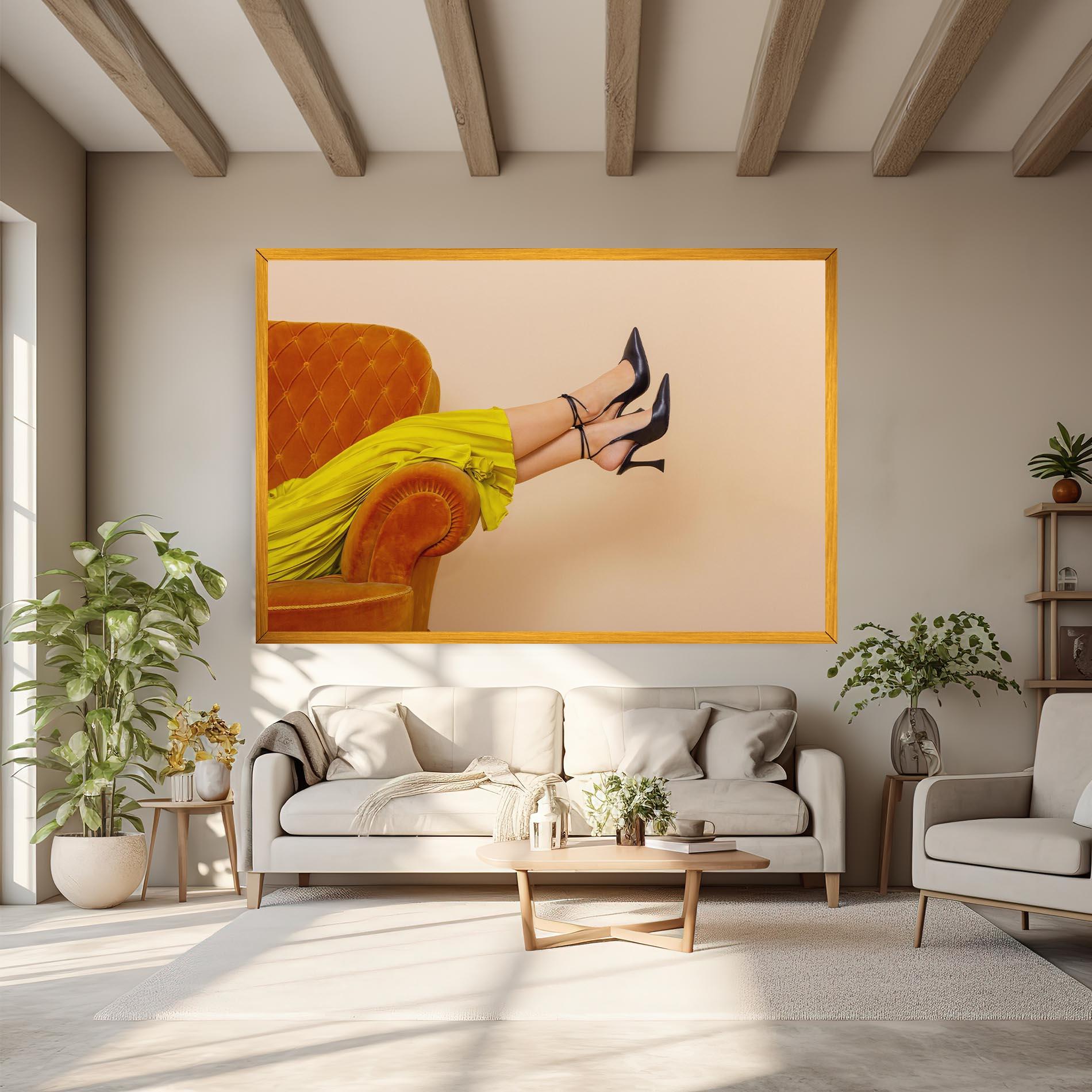 Vászonkép Black Heals On Cream mockup 6