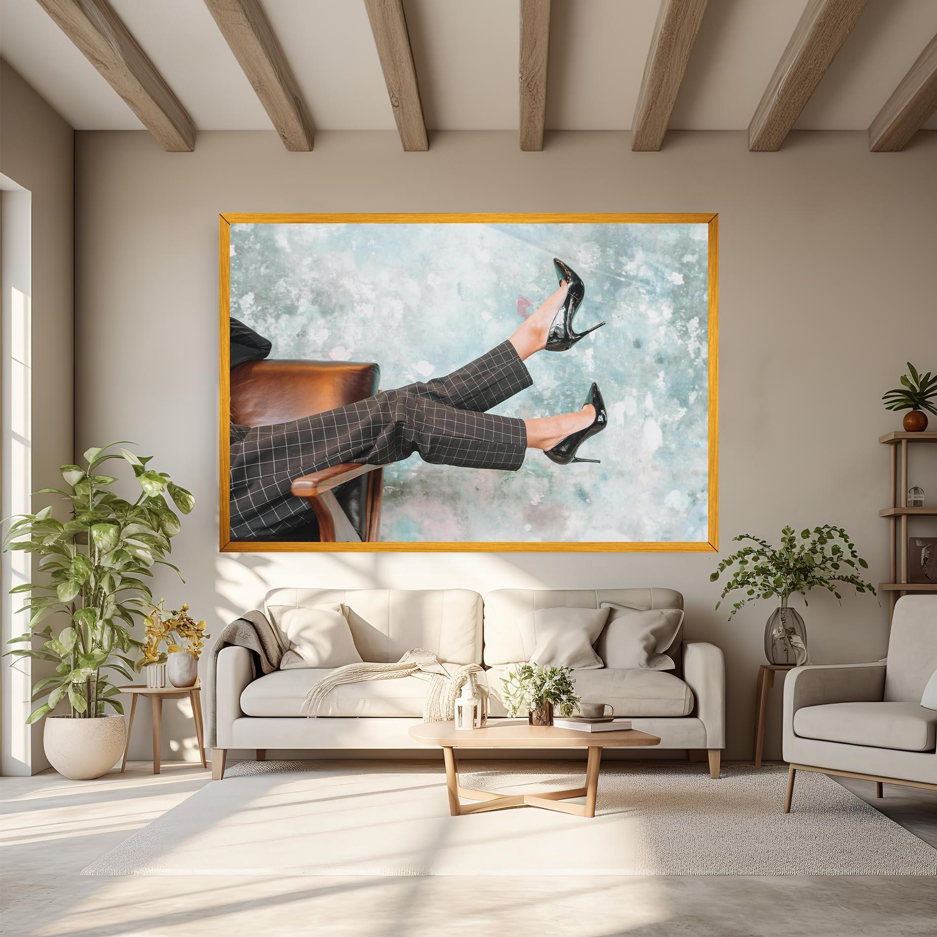 Vászonkép Black Shoes On Chair mockup 6