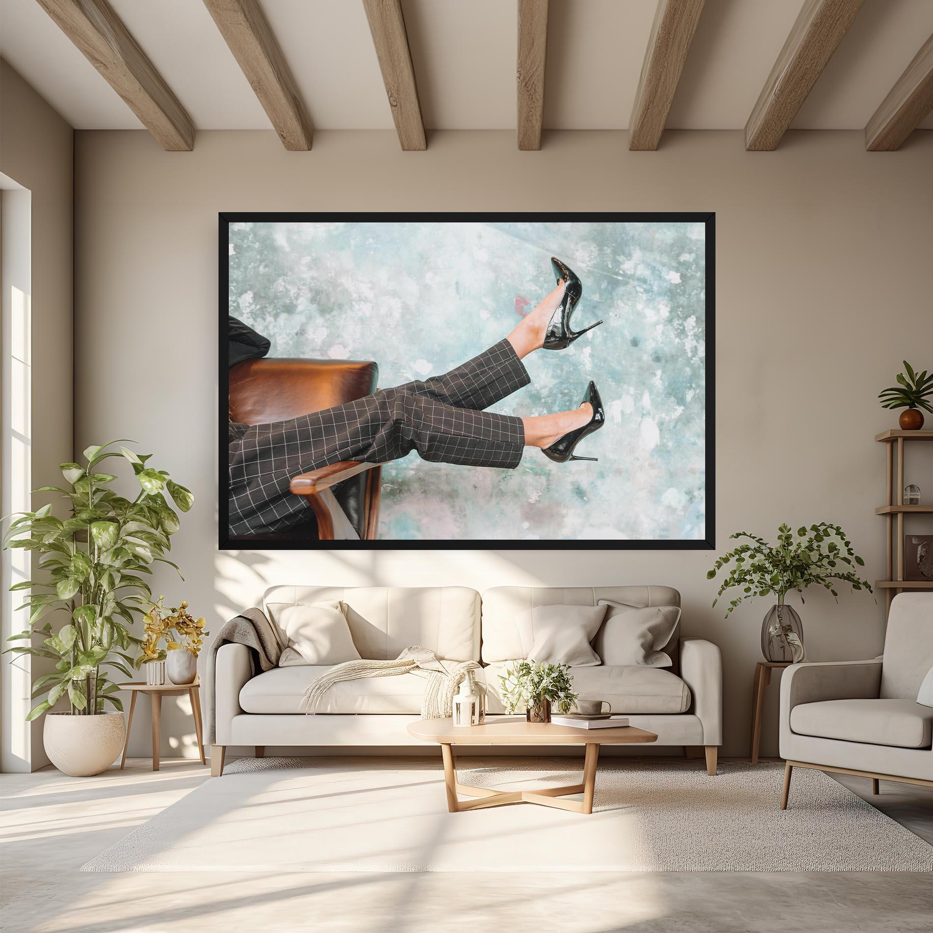 Vászonkép Black Shoes On Chair mockup 6