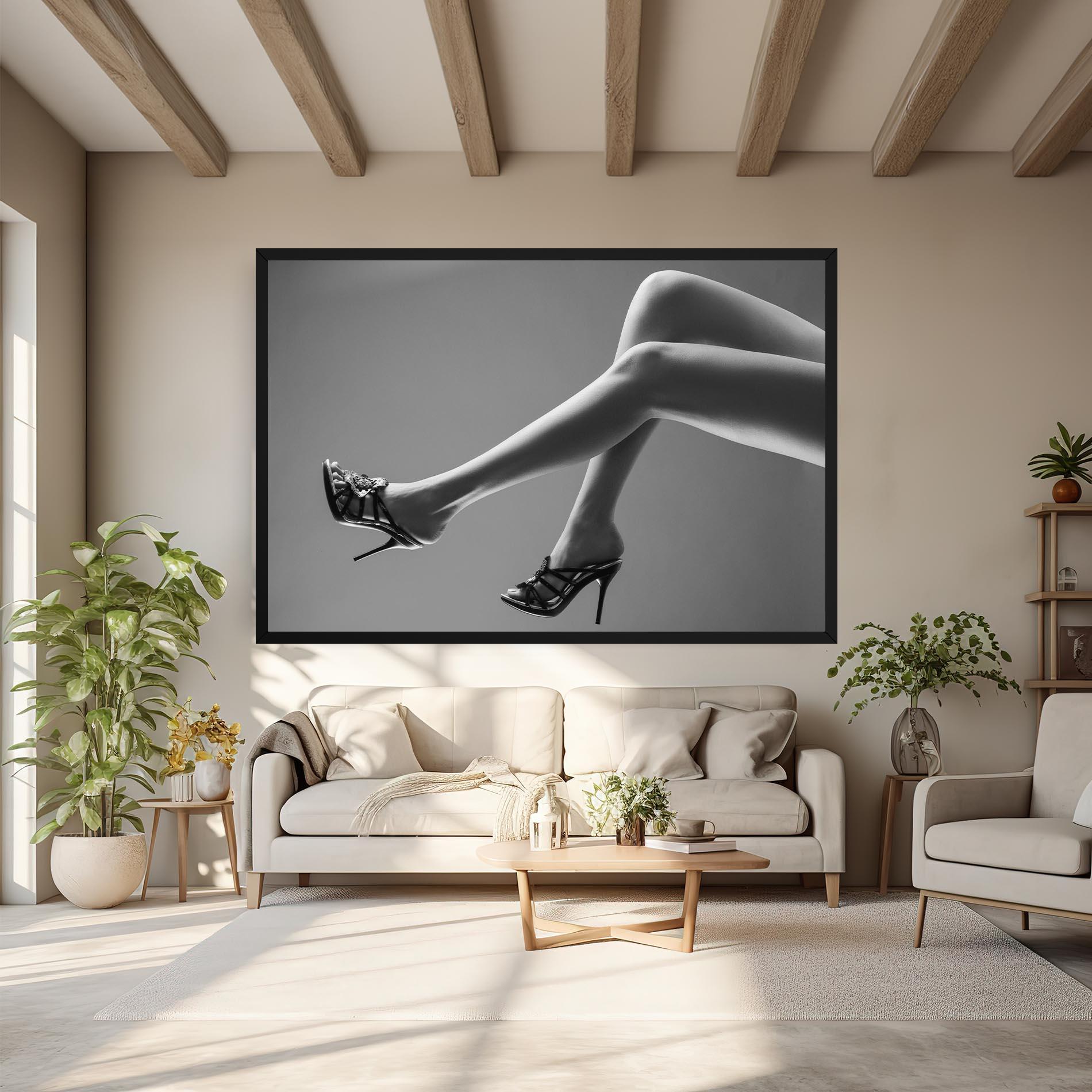 Vászonkép Black Shoes On Grey mockup 6