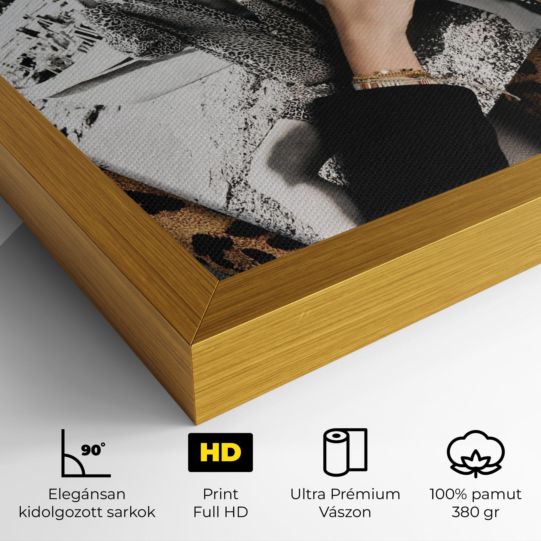 Vászonkép Black Shoes Holding Coffee mockup 4