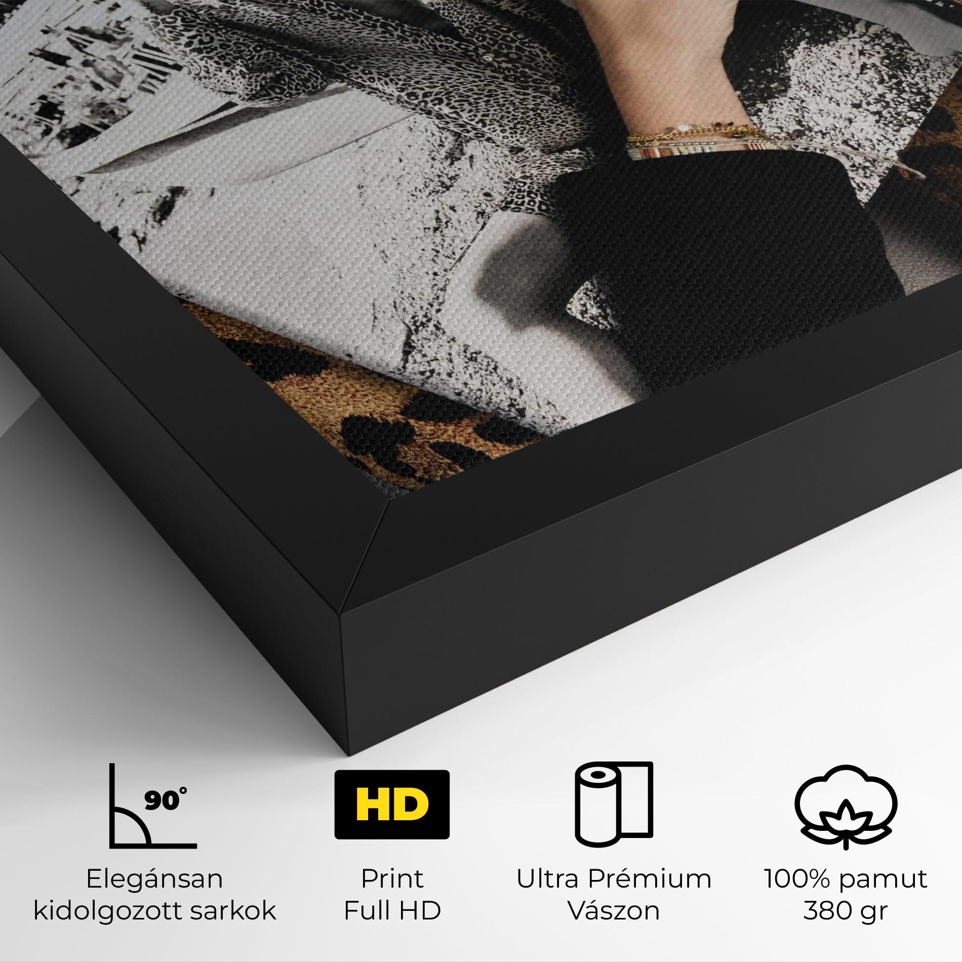 Vászonkép Black Shoes Holding Coffee mockup 4