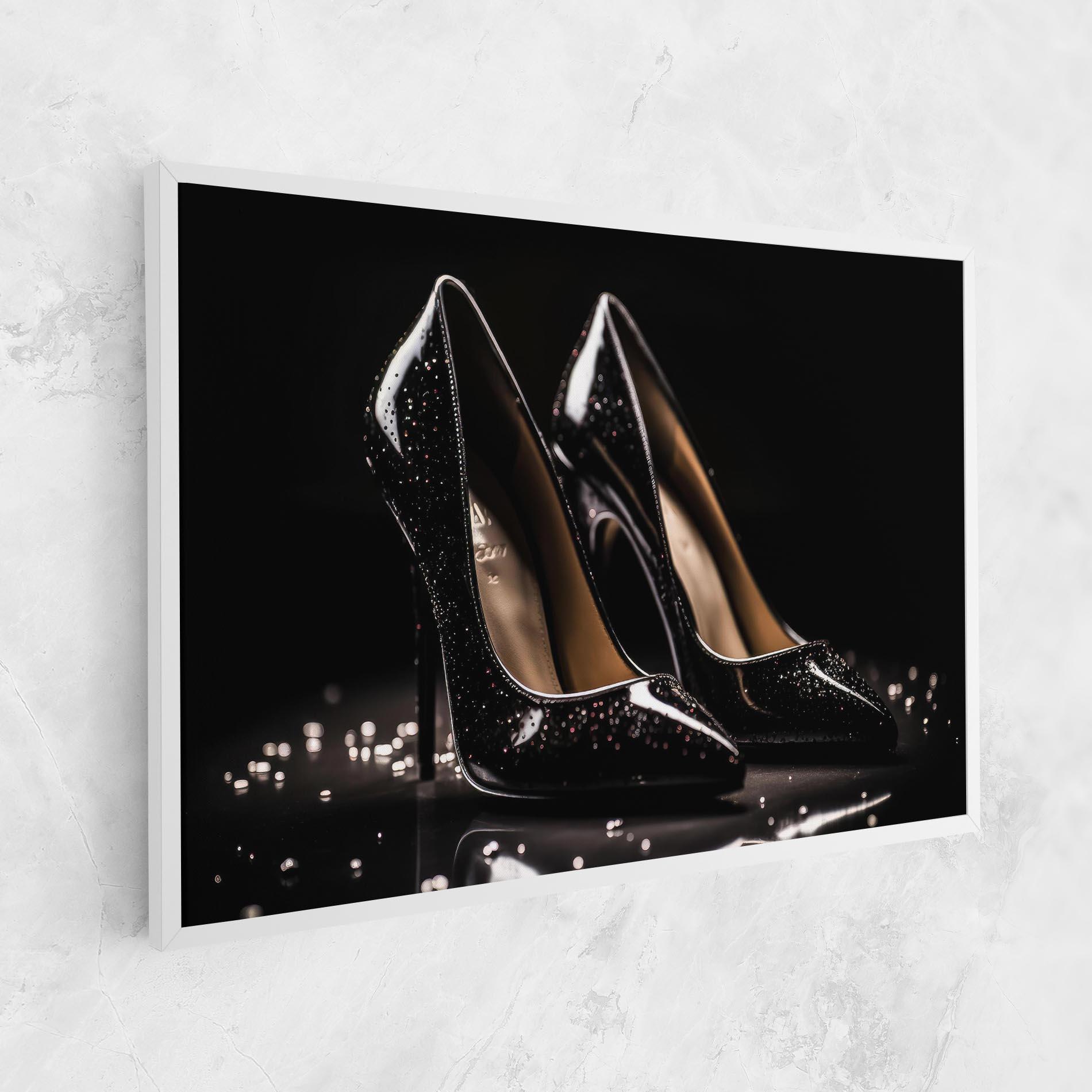 Vászonkép Black Leather Shoe mockup 1