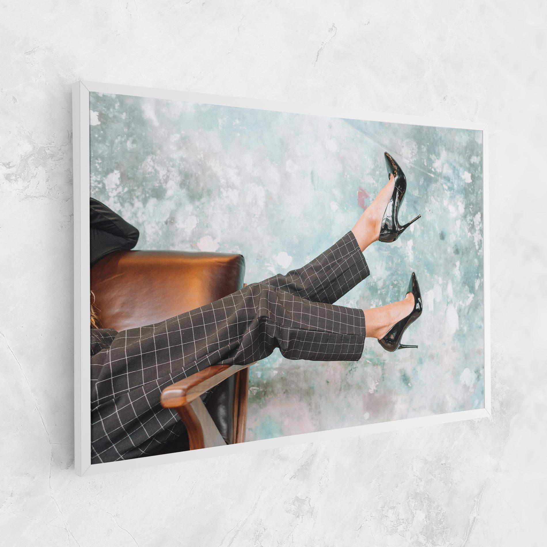 Vászonkép Black Shoes On Chair mockup 1