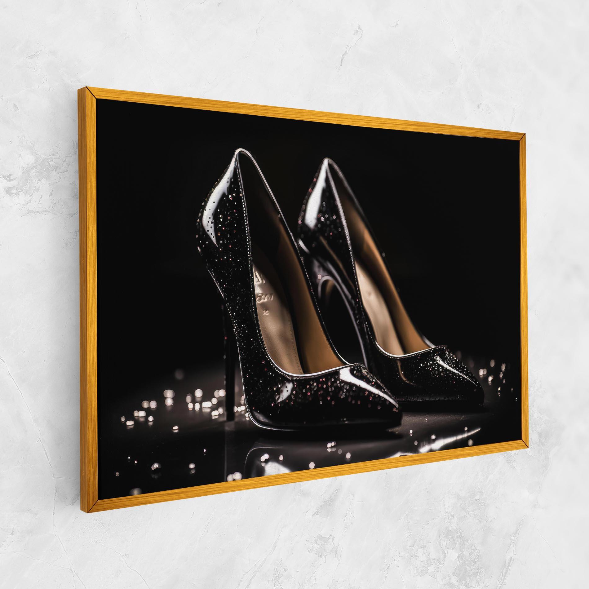 Vászonkép Black Leather Shoe mockup 1