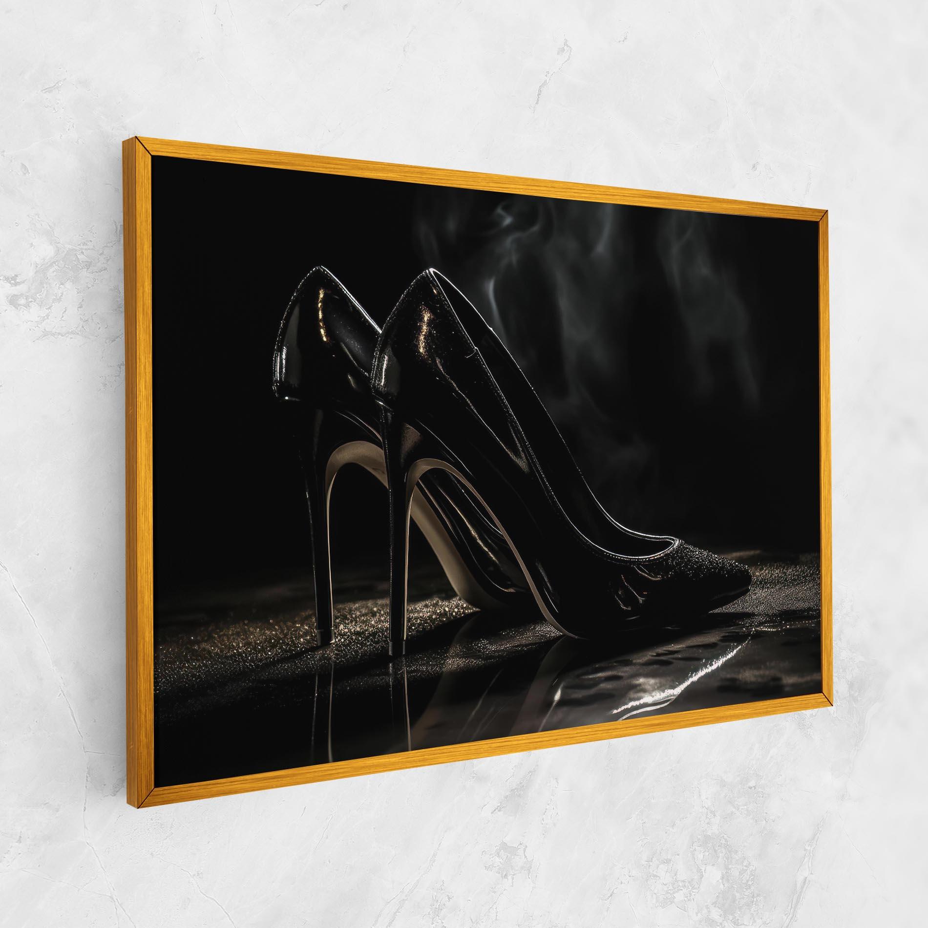 Vászonkép Black Leather Shoes mockup 1