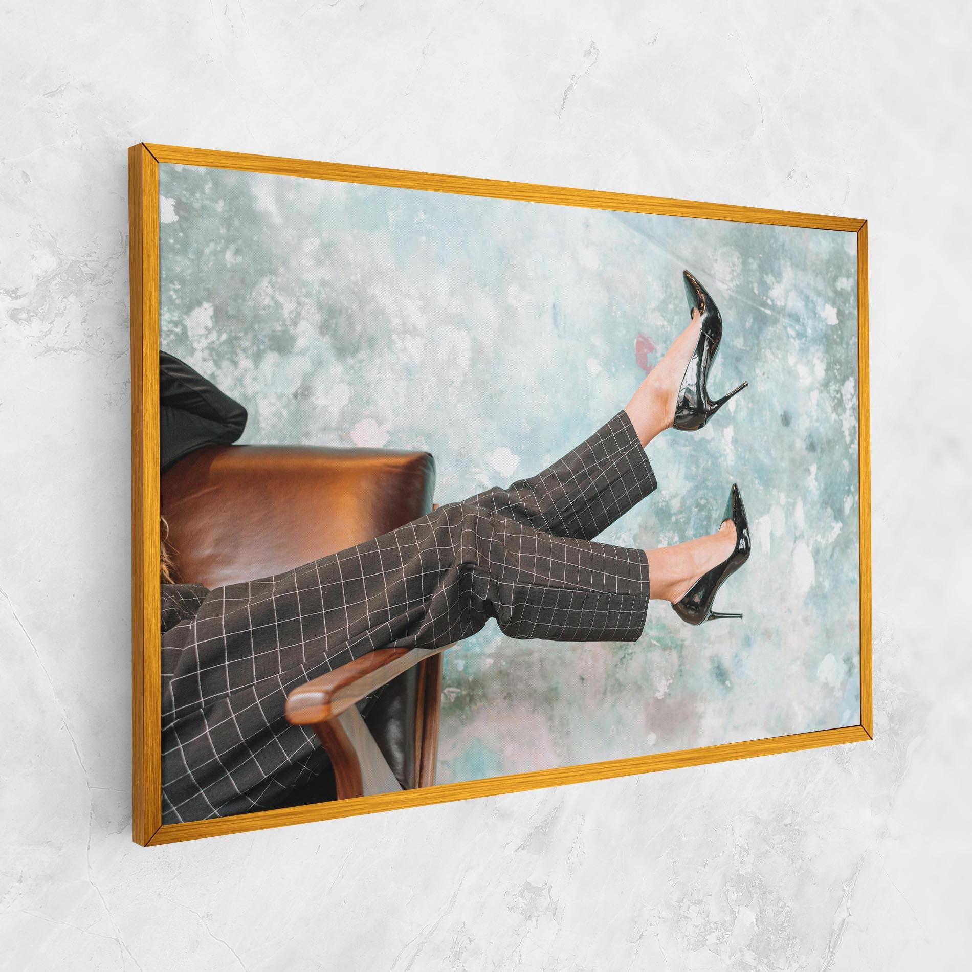 Vászonkép Black Shoes On Chair mockup 1