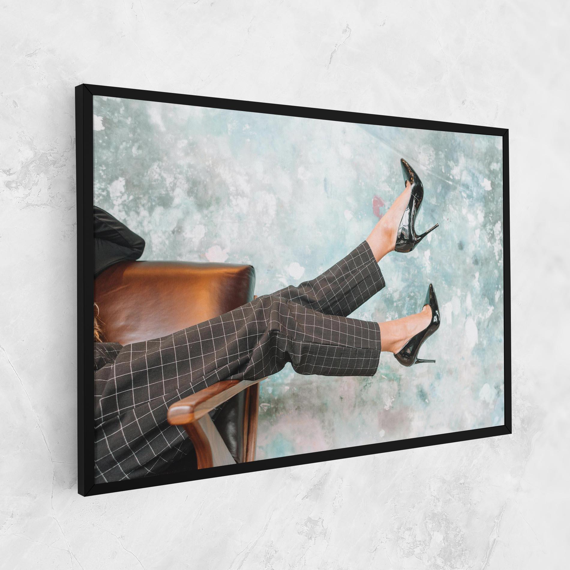 Vászonkép Black Shoes On Chair mockup 1