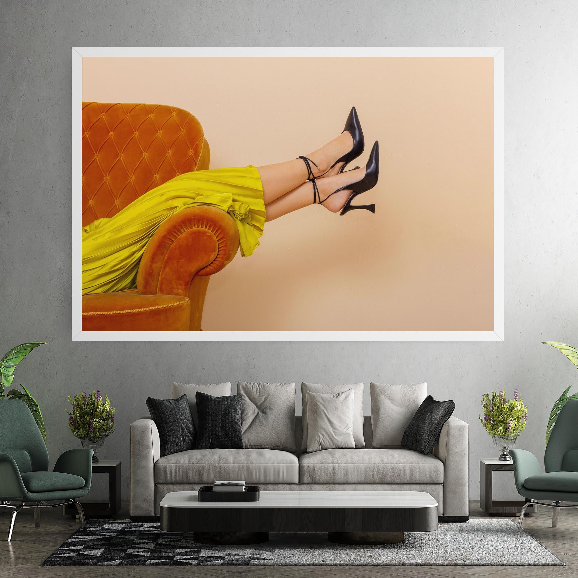 Vászonkép Black Heals On Cream mockup 7