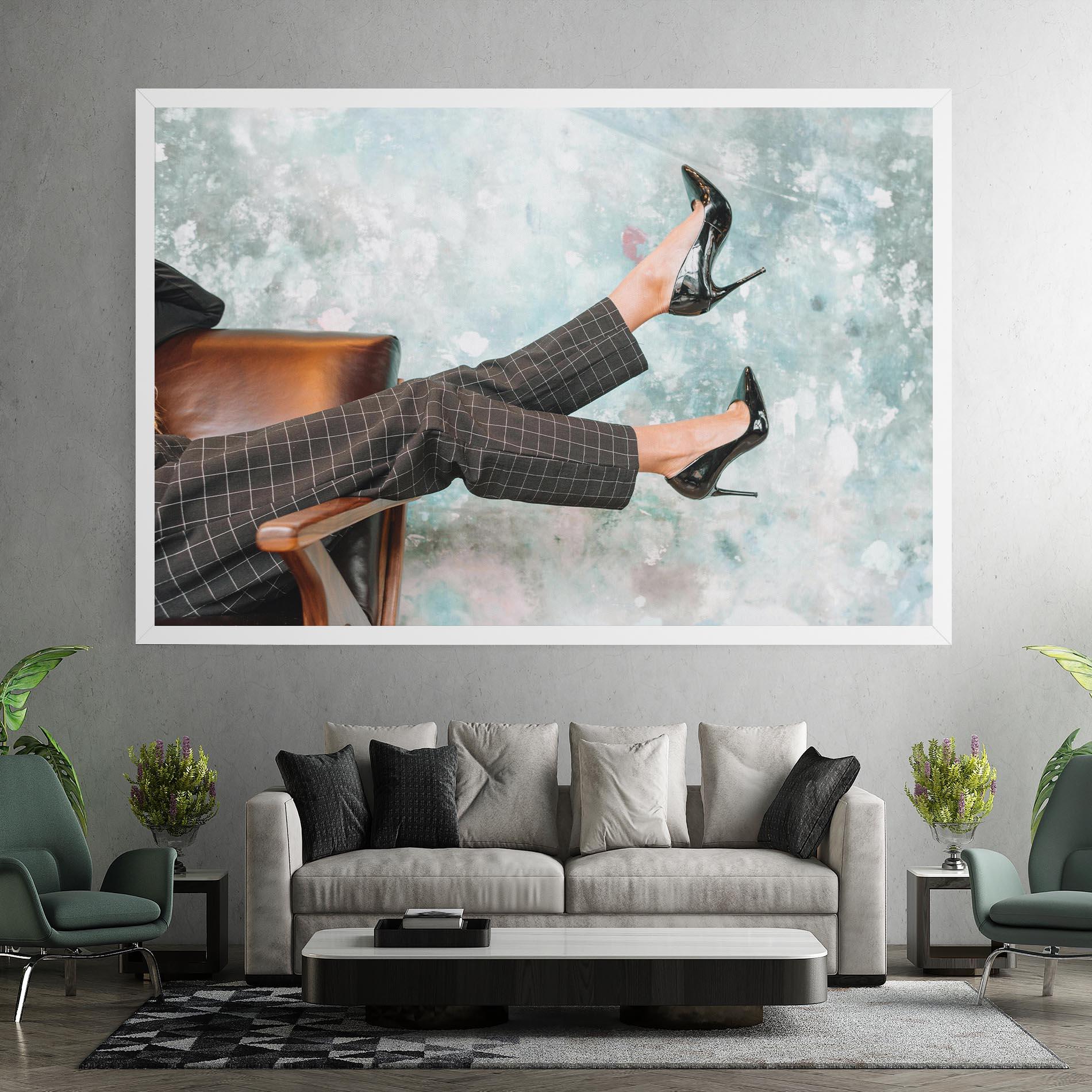 Vászonkép Black Shoes On Chair mockup 7