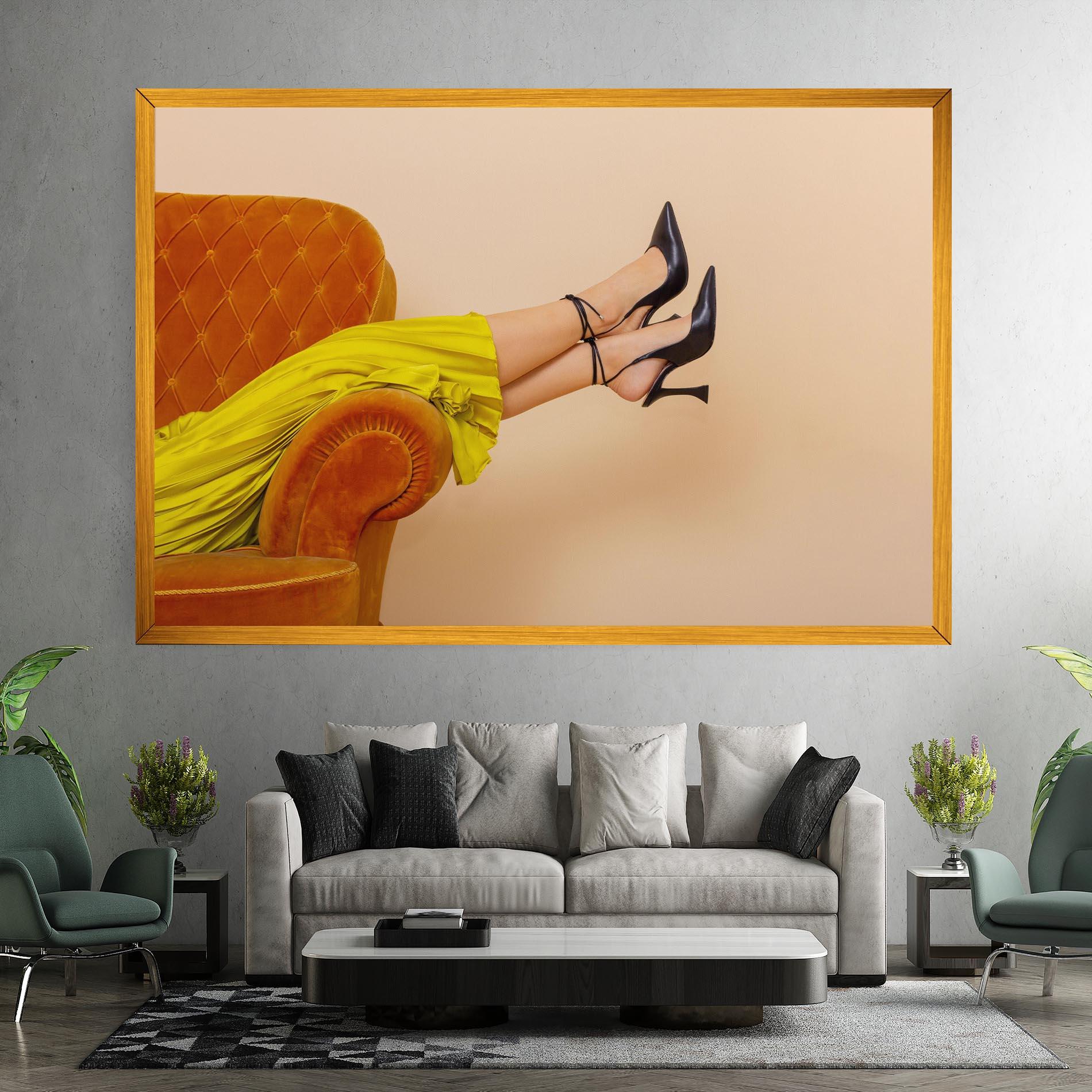 Vászonkép Black Heals On Cream mockup 7