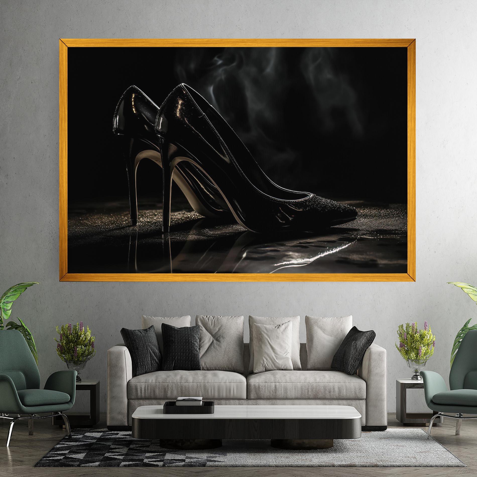 Vászonkép Black Leather Shoes mockup 7