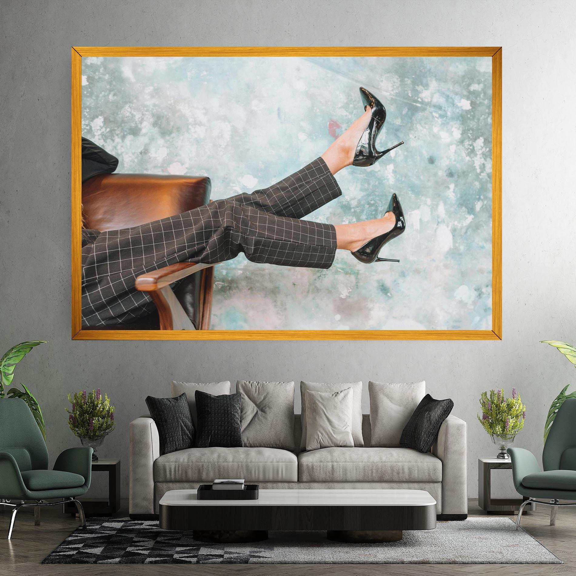 Vászonkép Black Shoes On Chair mockup 7