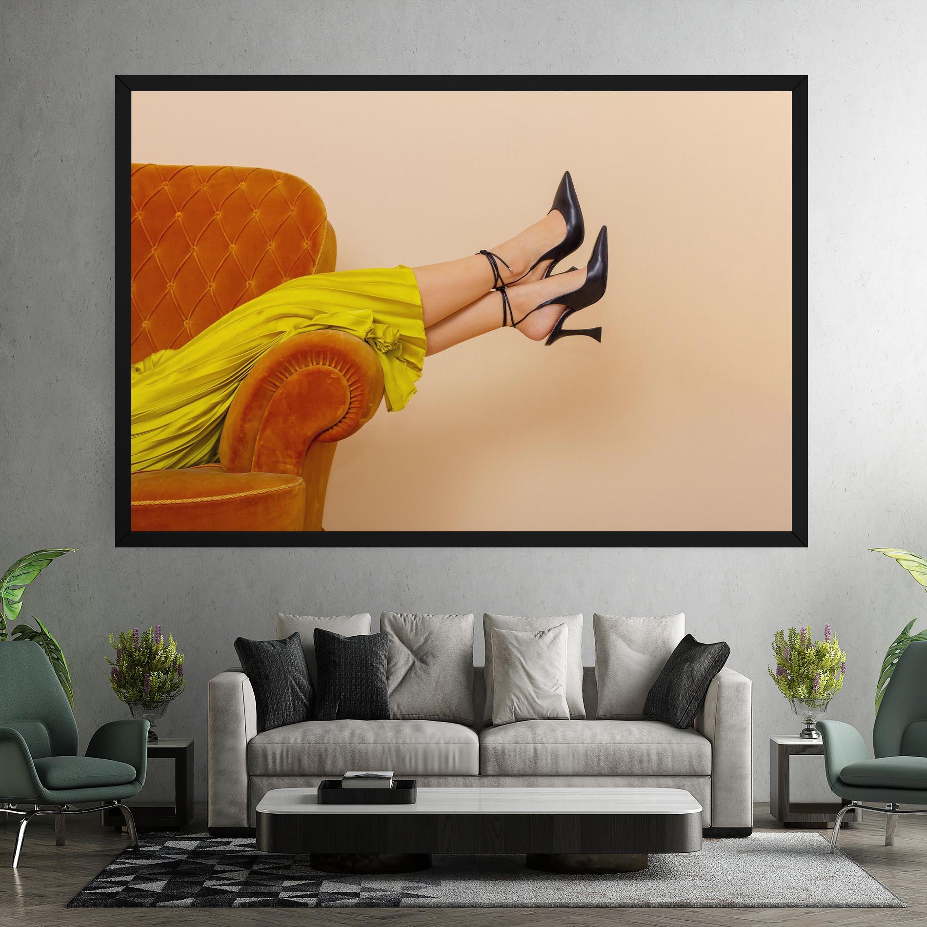 Vászonkép Black Heals On Cream mockup 7