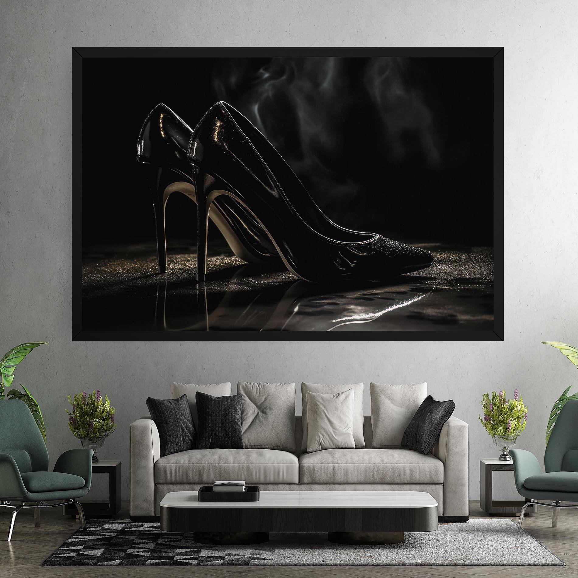 Vászonkép Black Leather Shoes mockup 7