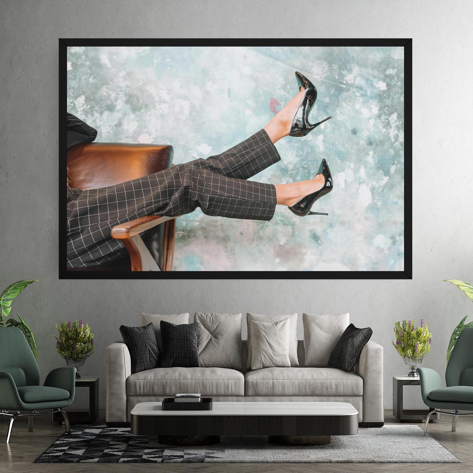 Vászonkép Black Shoes On Chair mockup 7