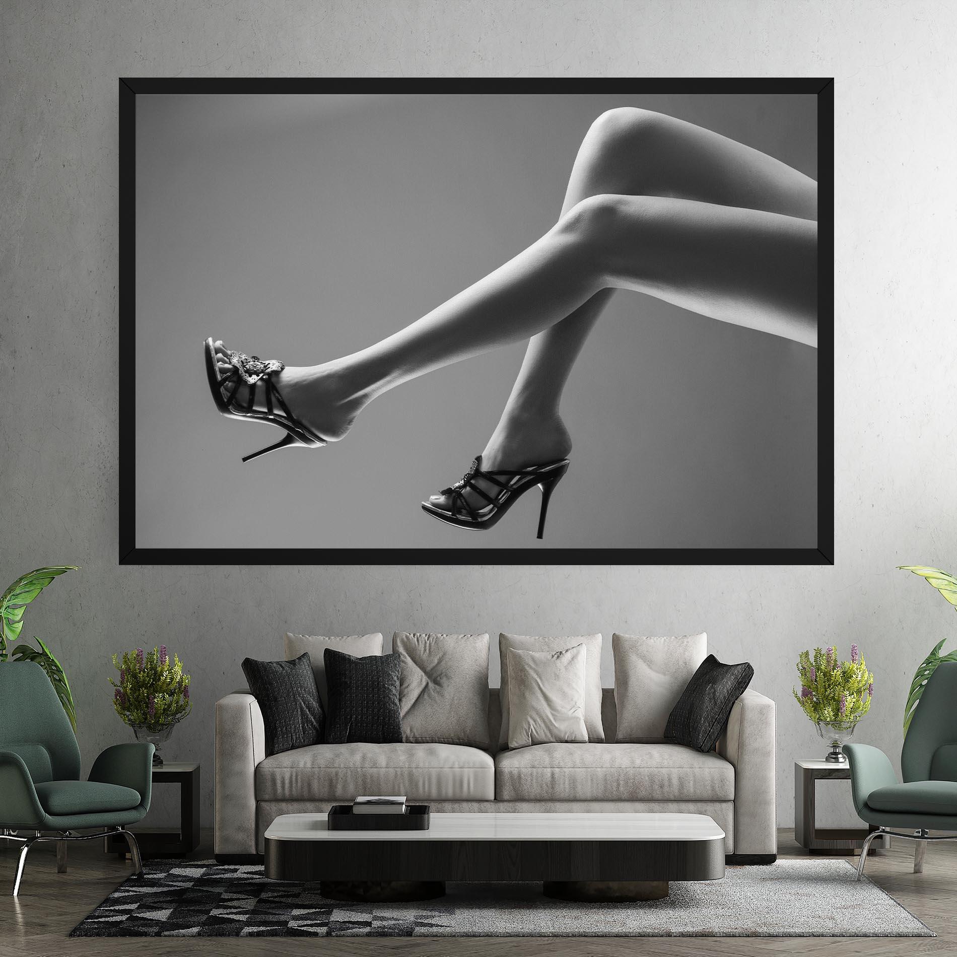 Vászonkép Black Shoes On Grey mockup 7