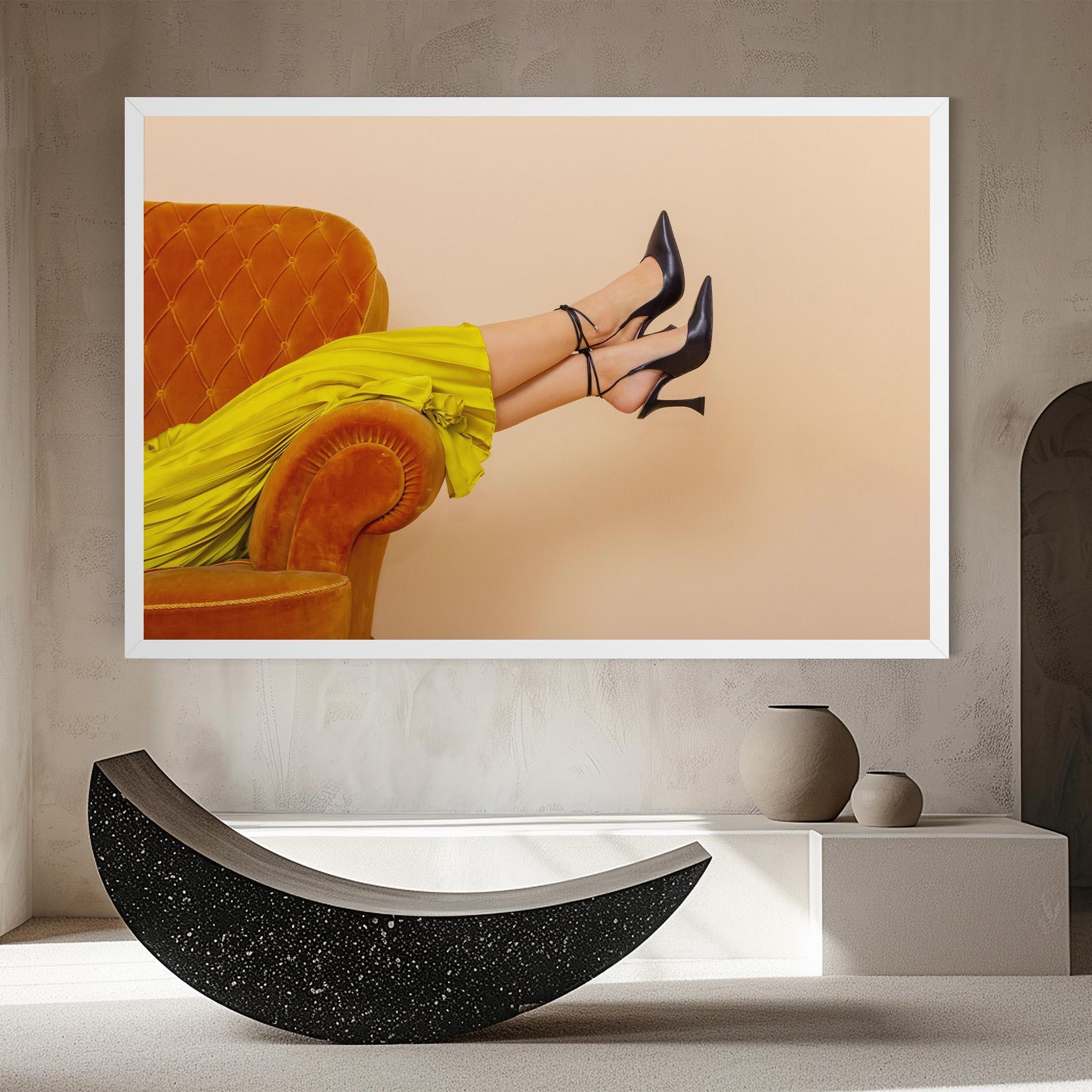 Vászonkép Black Heals On Cream mockup 8