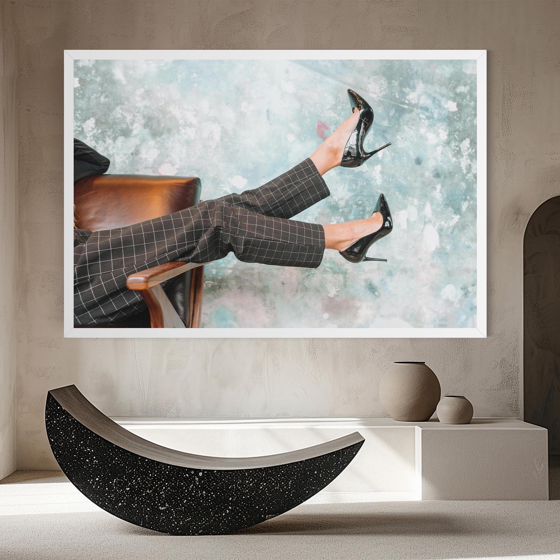 Vászonkép Black Shoes On Chair mockup 8