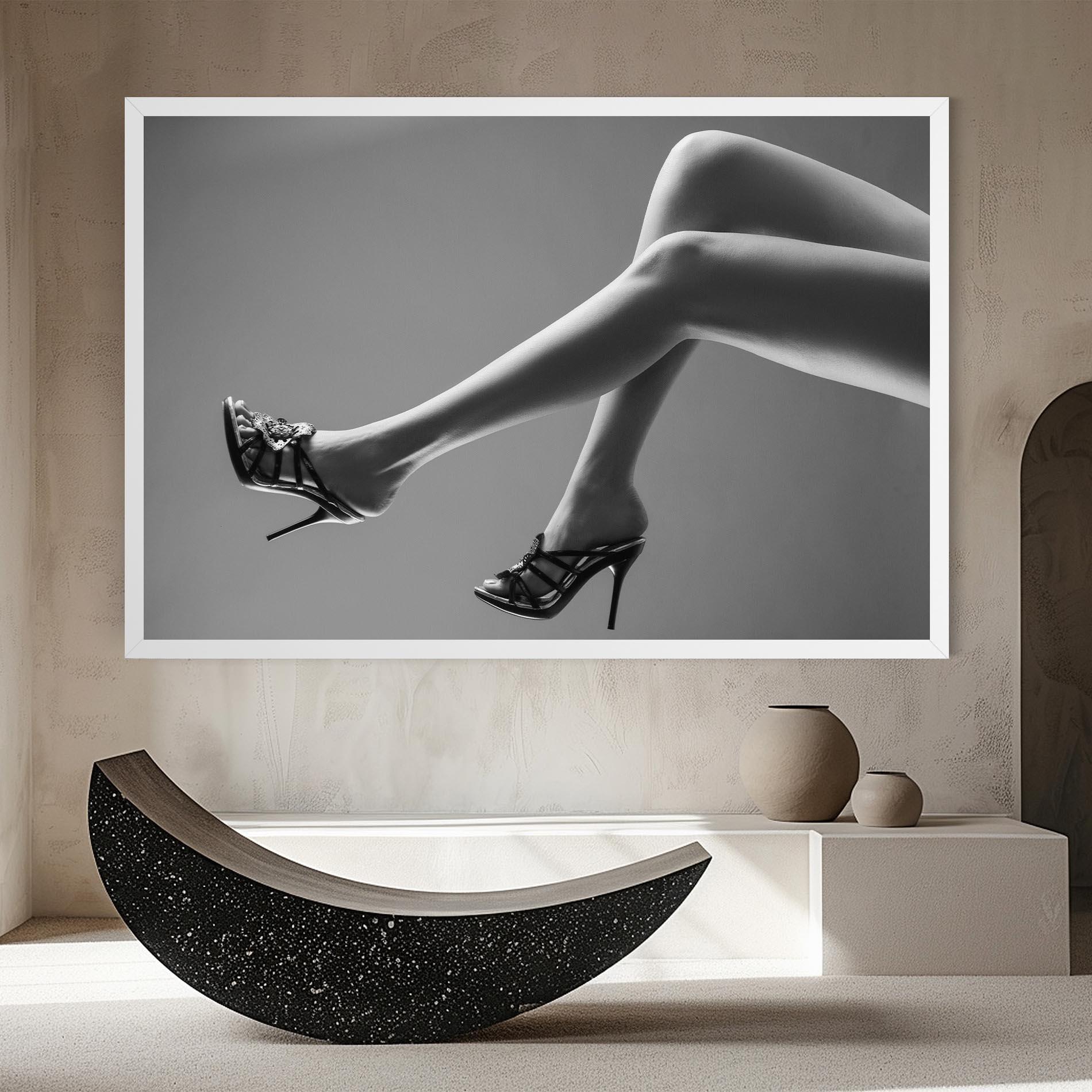 Vászonkép Black Shoes On Grey mockup 8