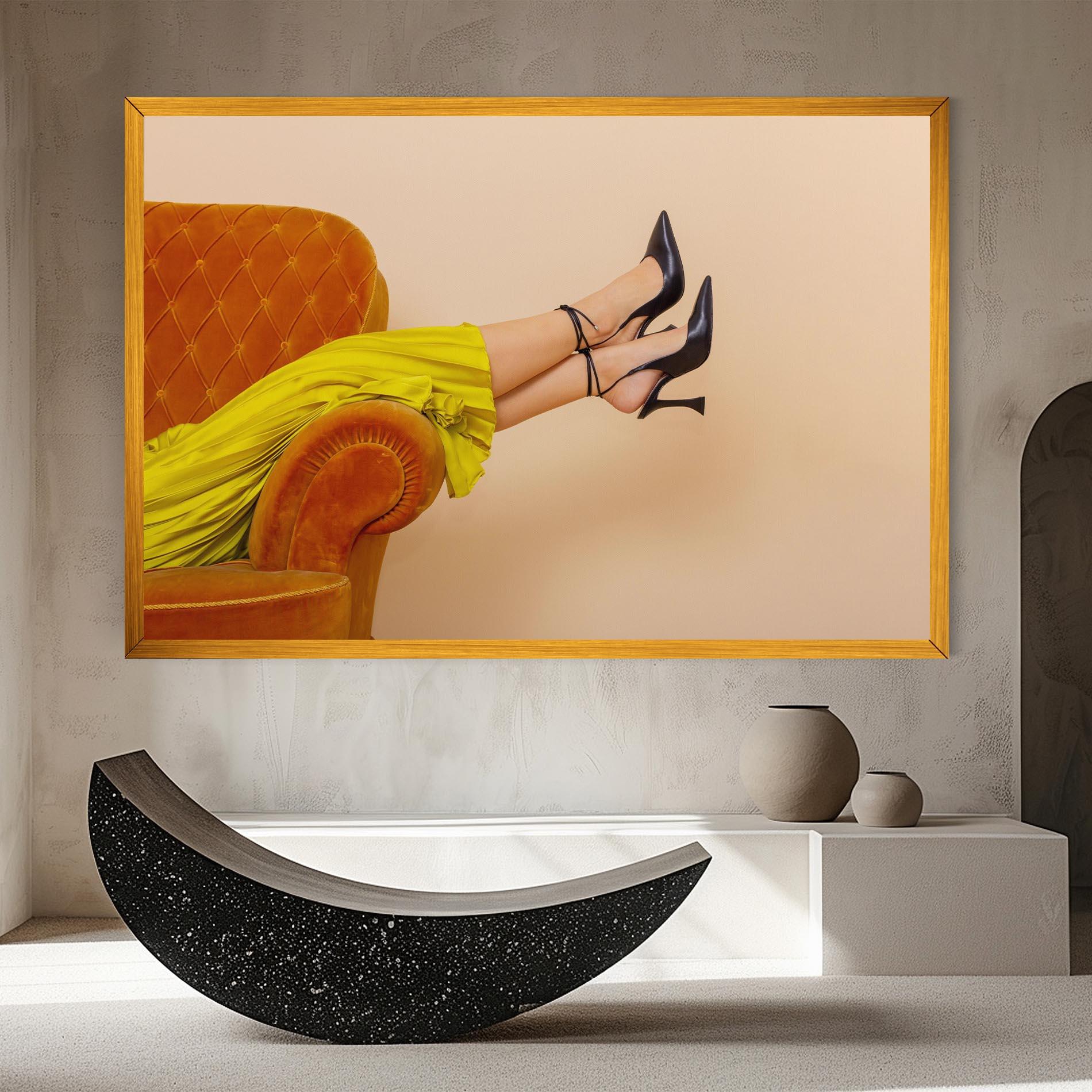 Vászonkép Black Heals On Cream mockup 8