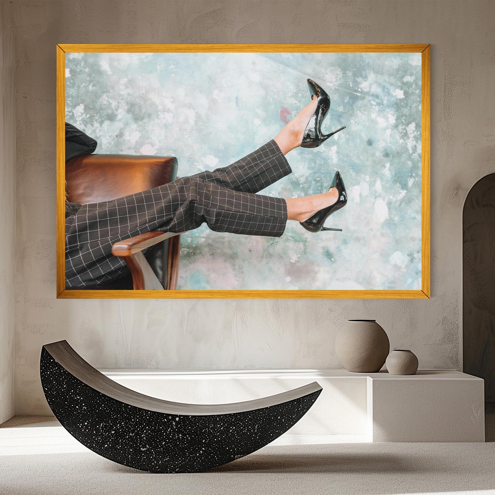 Vászonkép Black Shoes On Chair mockup 8