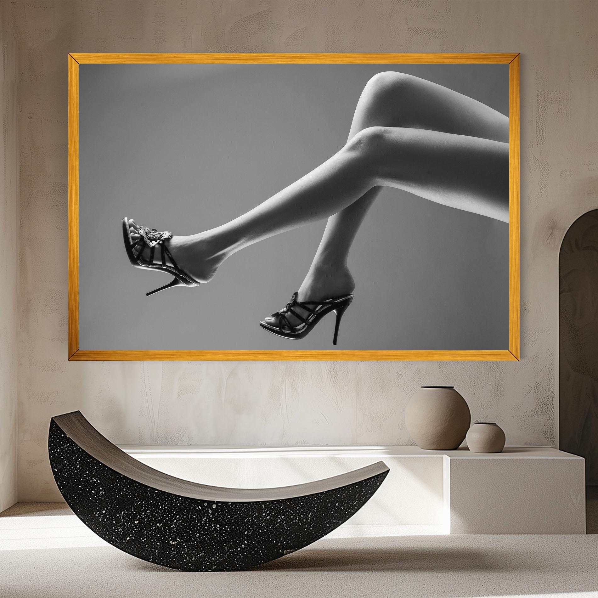 Vászonkép Black Shoes On Grey mockup 8