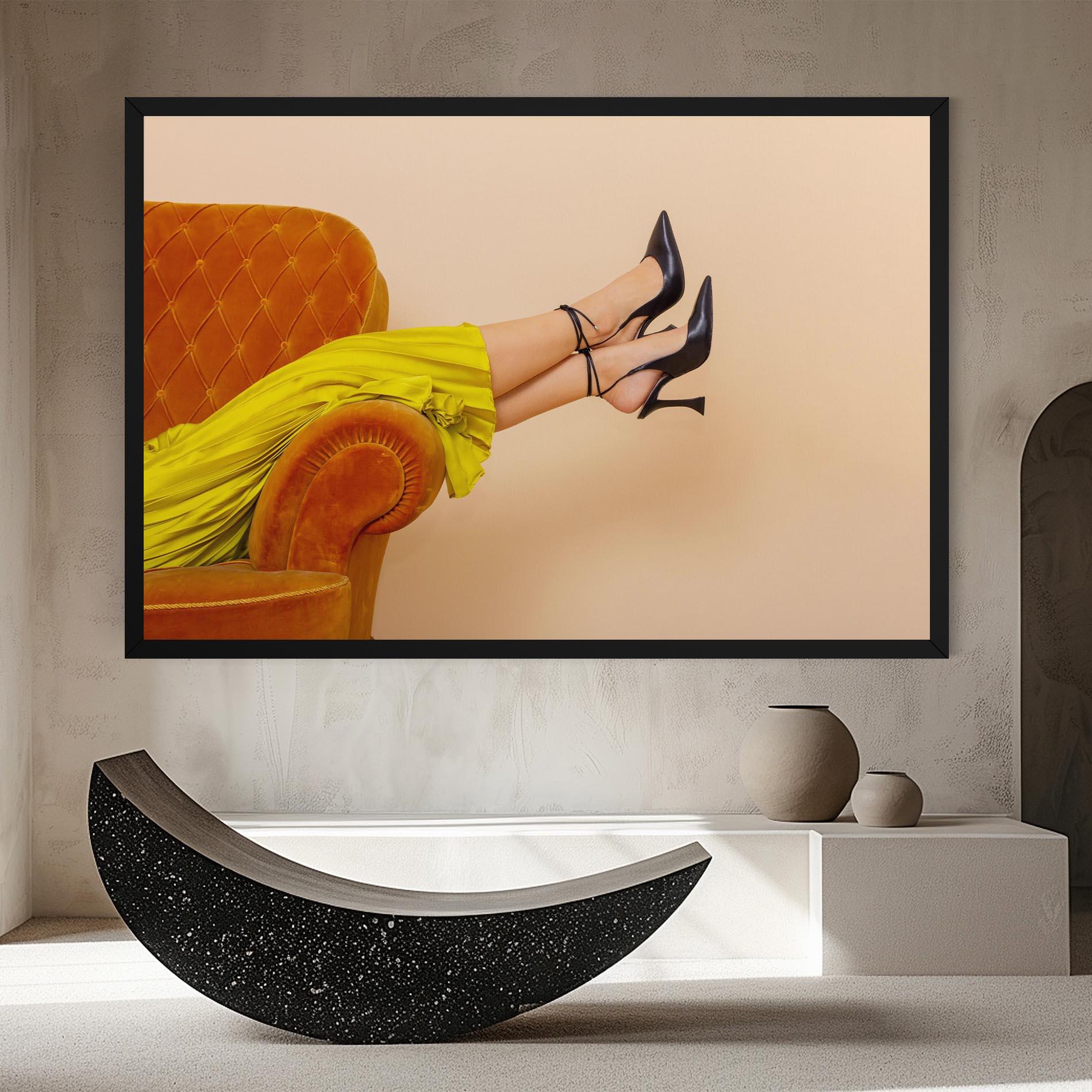 Vászonkép Black Heals On Cream mockup 8