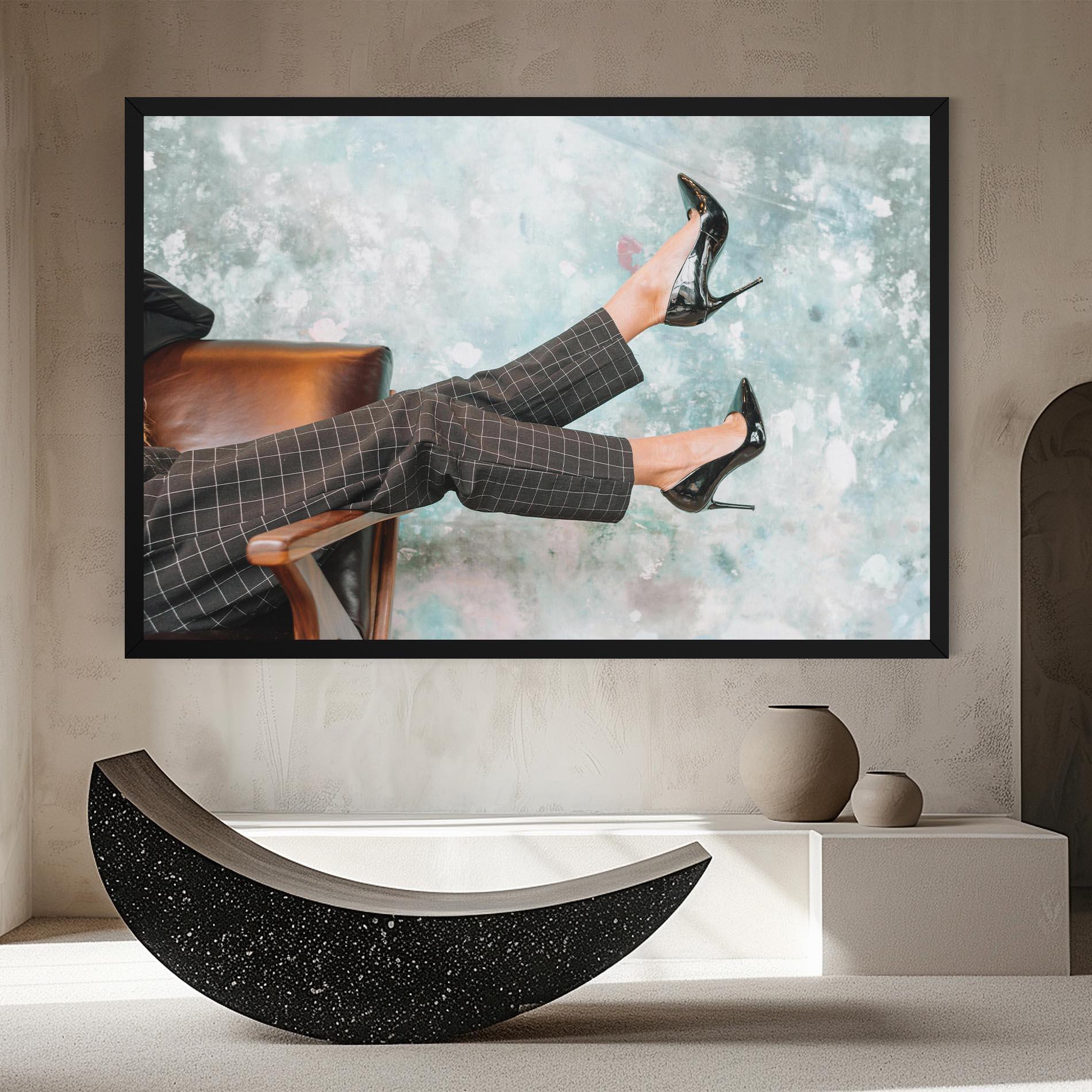 Vászonkép Black Shoes On Chair mockup 8