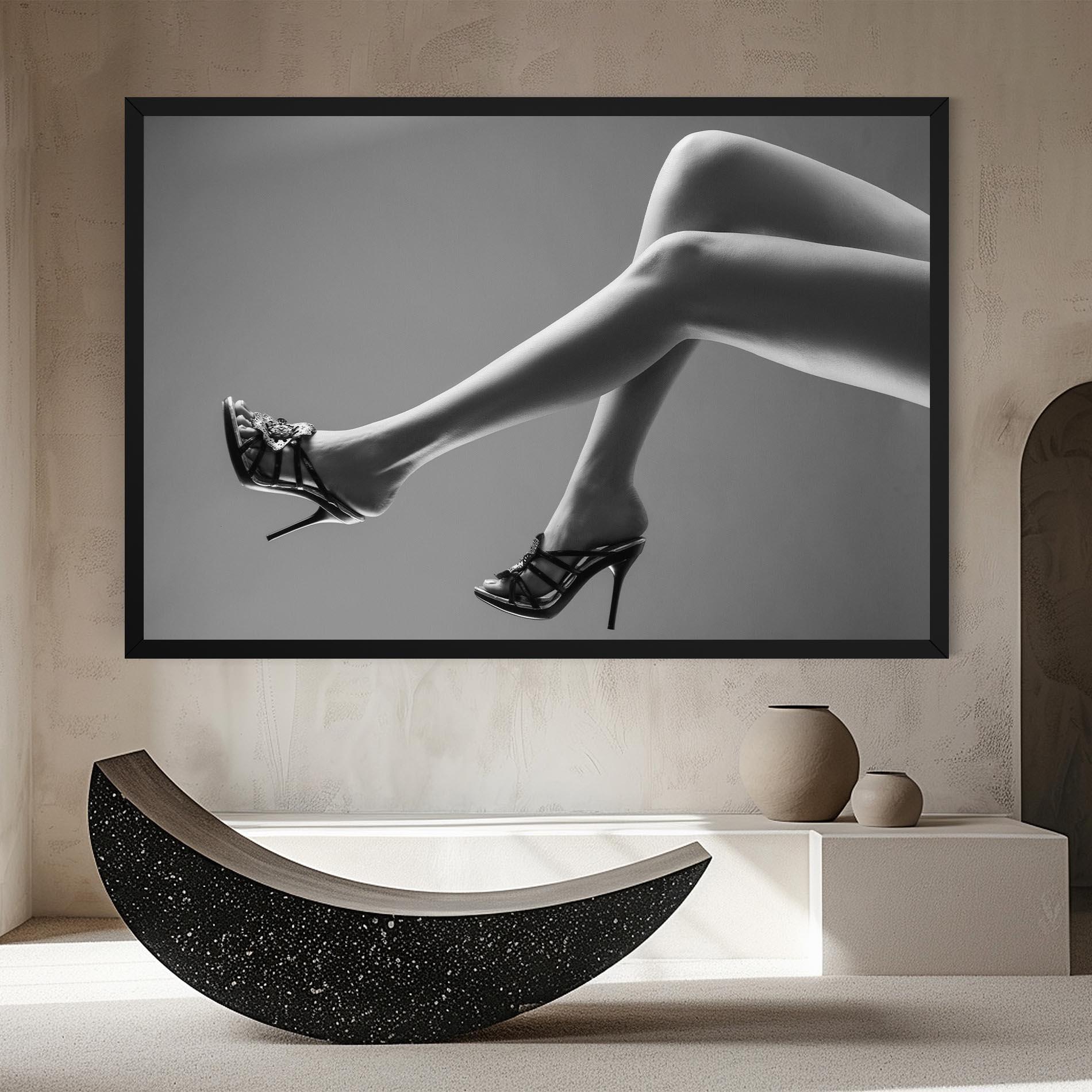 Vászonkép Black Shoes On Grey mockup 8