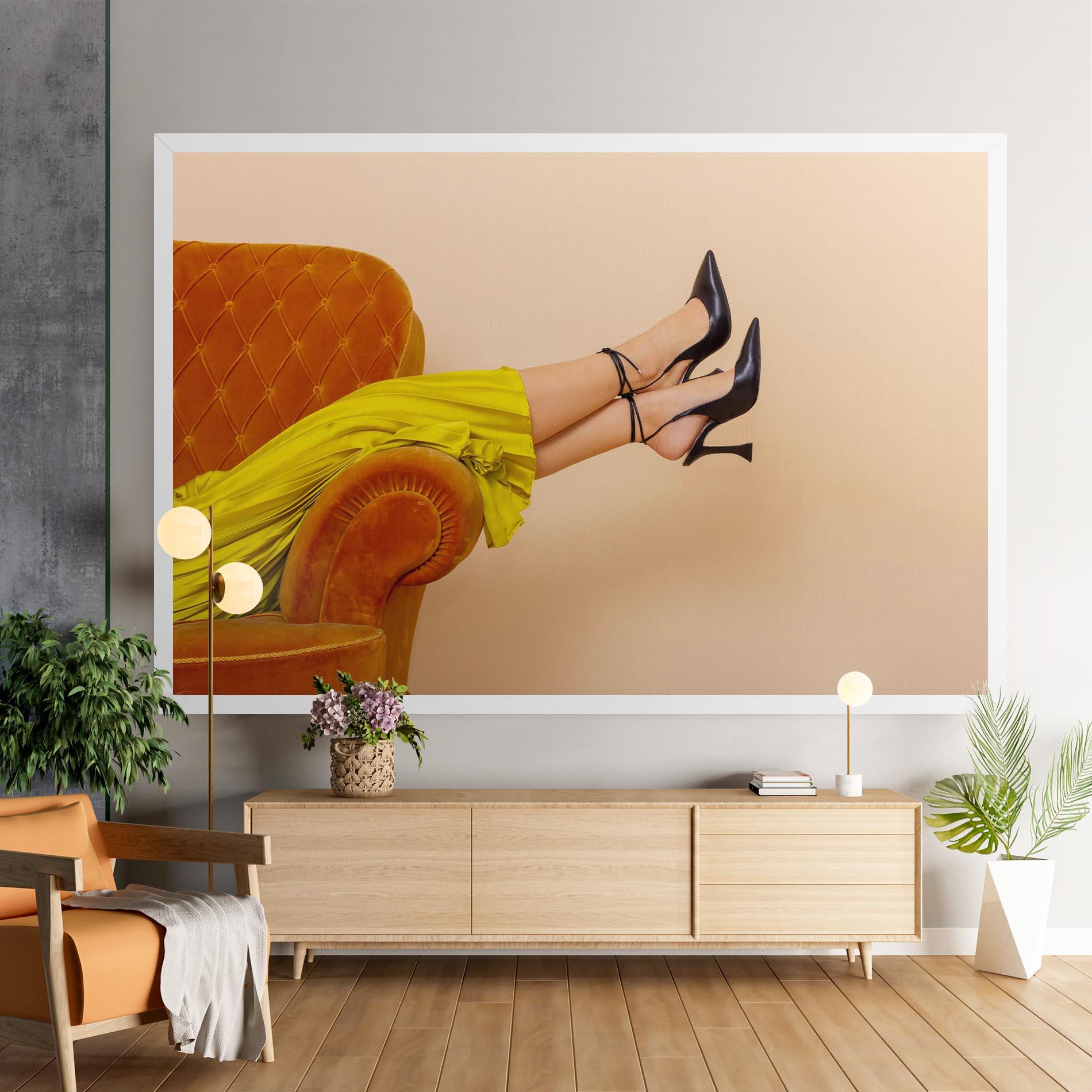 Vászonkép Black Heals On Cream mockup 9