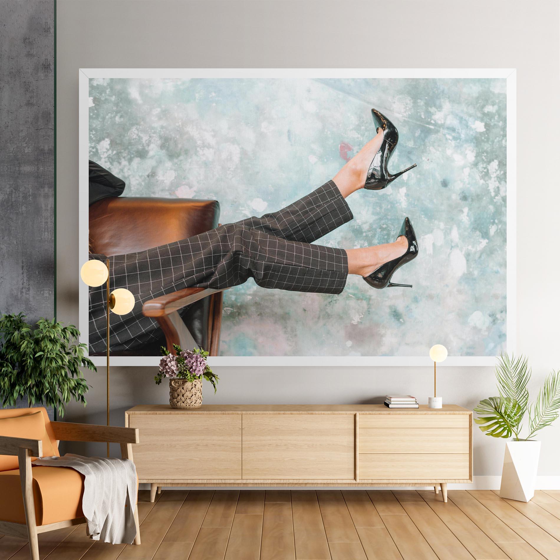 Vászonkép Black Shoes On Chair mockup 9