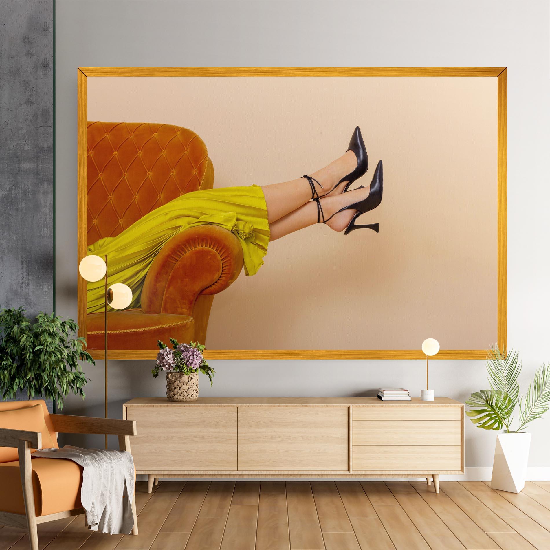 Vászonkép Black Heals On Cream mockup 9