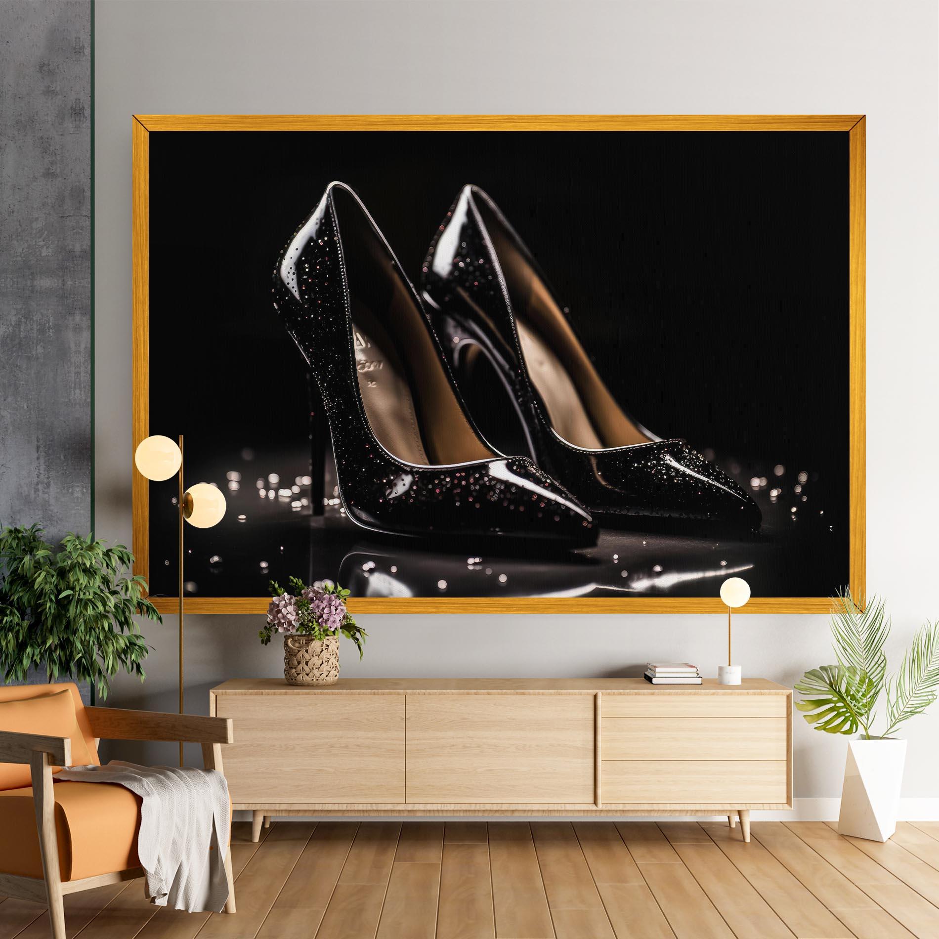 Vászonkép Black Leather Shoe mockup 9