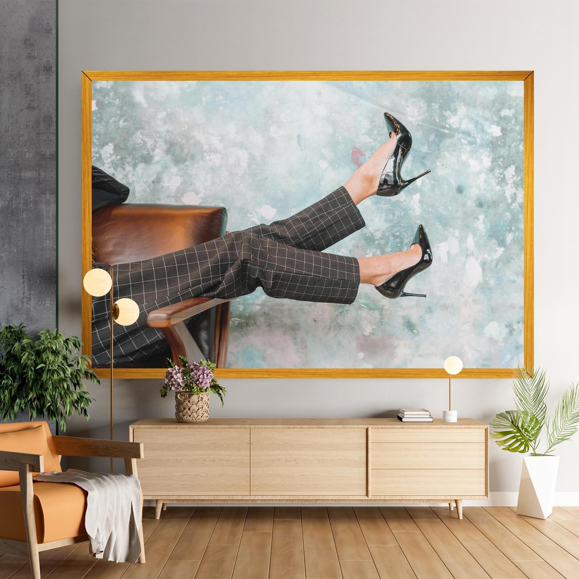 Vászonkép Black Shoes On Chair mockup 9