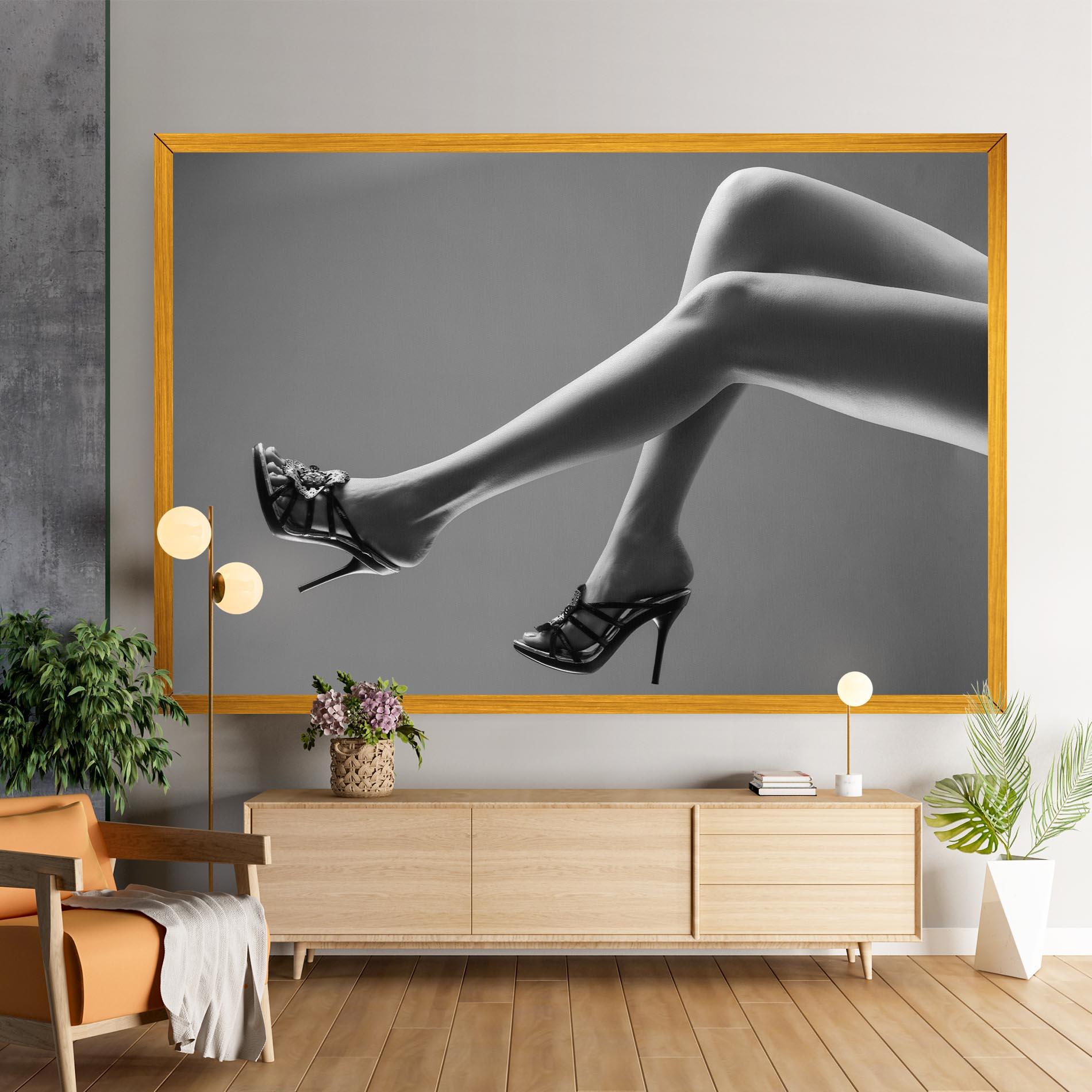 Vászonkép Black Shoes On Grey mockup 9