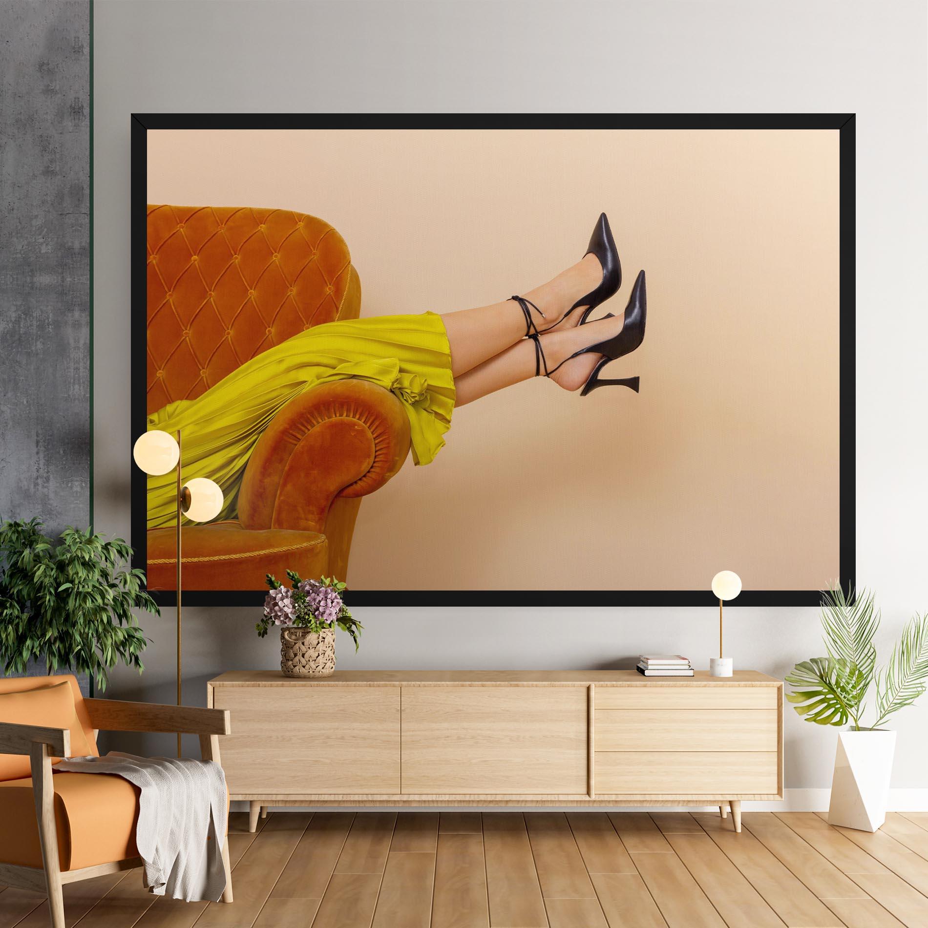 Vászonkép Black Heals On Cream mockup 9