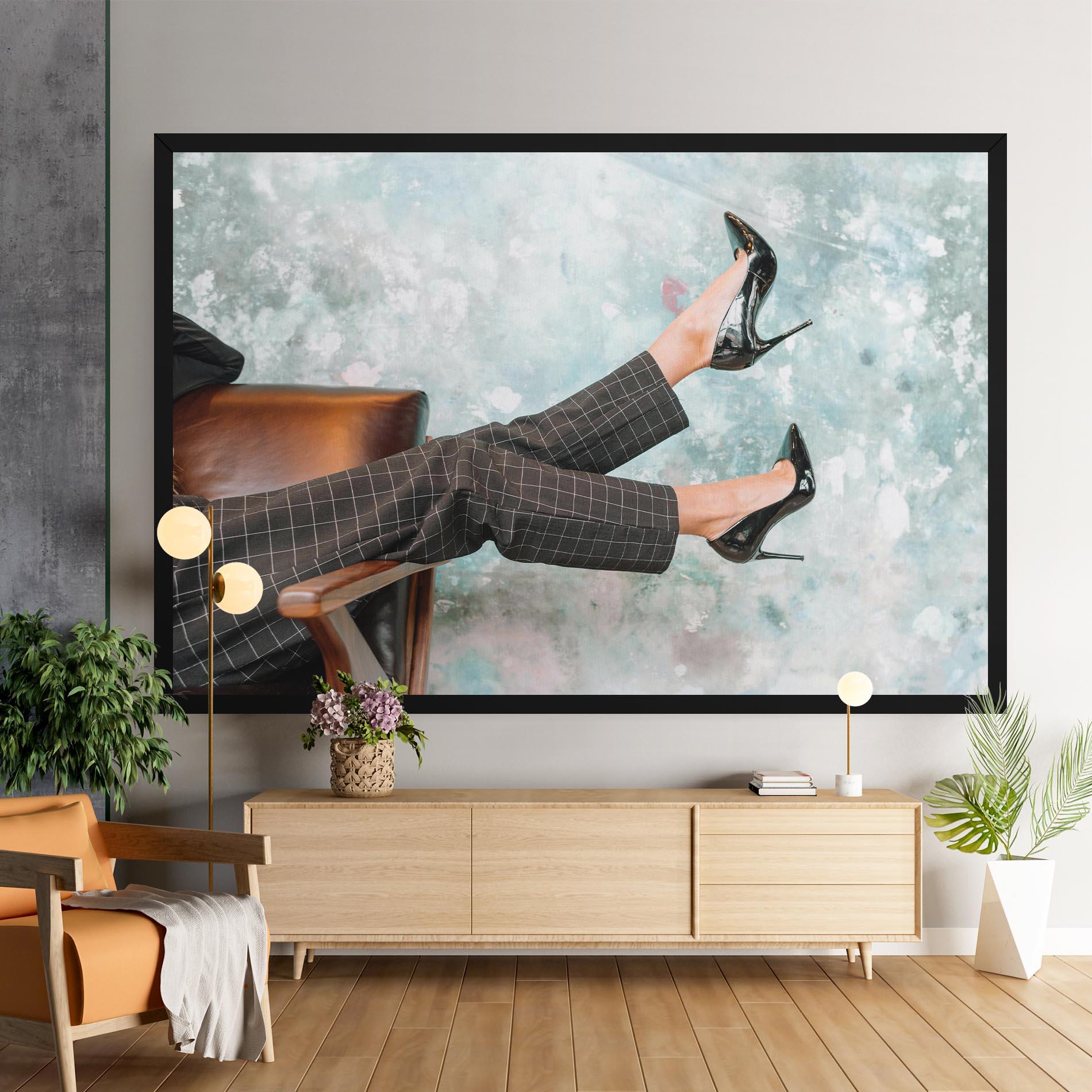 Vászonkép Black Shoes On Chair mockup 9